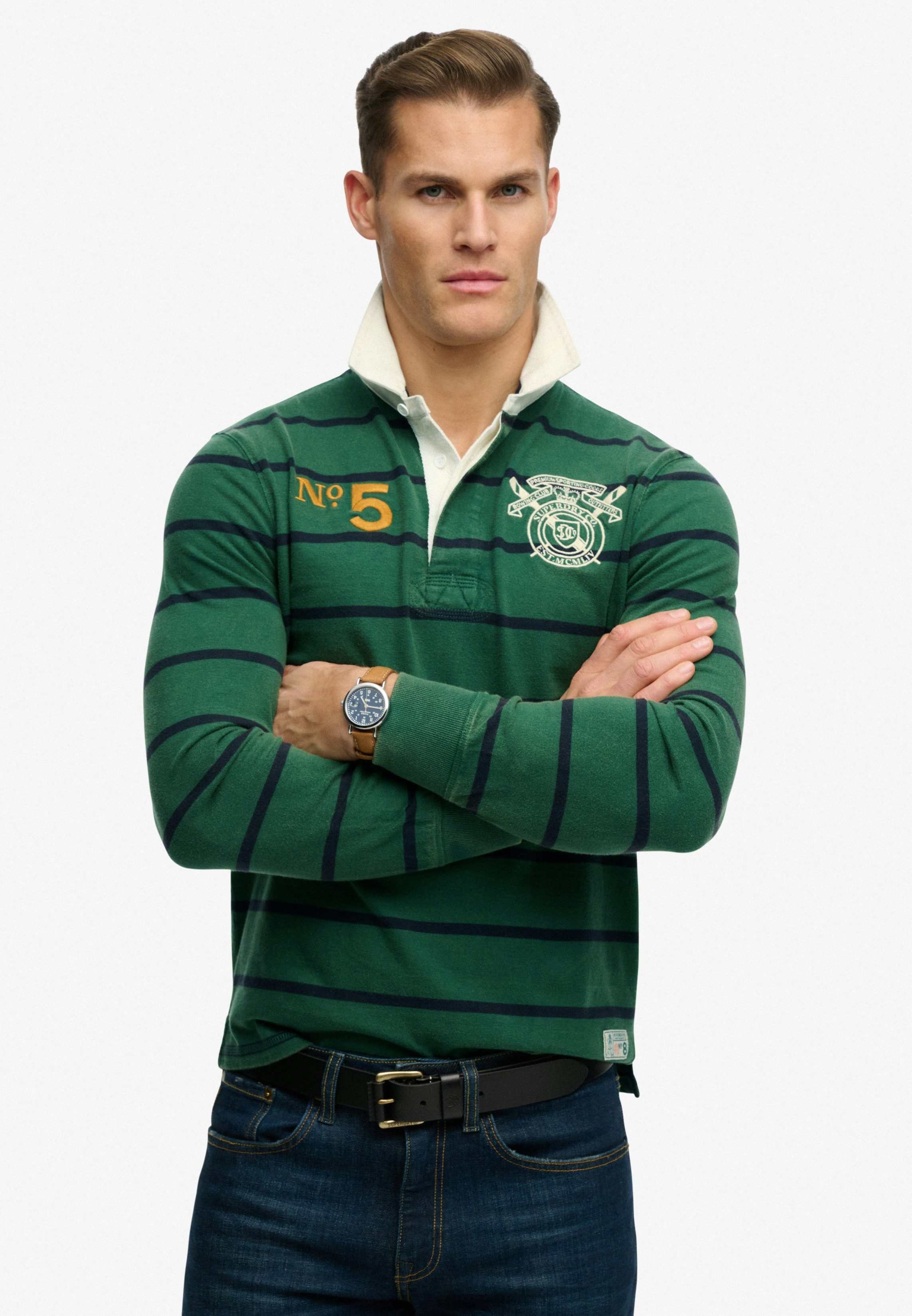 Langarmshirt DOUBLE EMBLEM STRIPE RUGBY