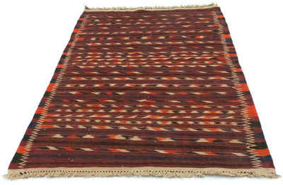 Wollteppich Kelim Teppich handgewebt braun, morgenland, rechteckig, Höhe: 6 mm, Kurzflor