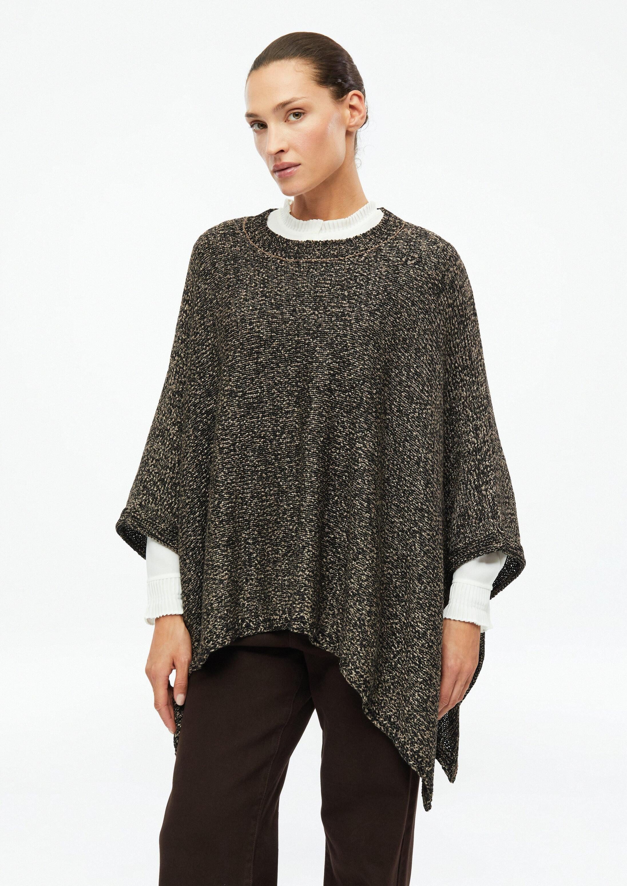 s.Oliver Poncho Strickjacke Strick-Poncho in Bicolor-Optik