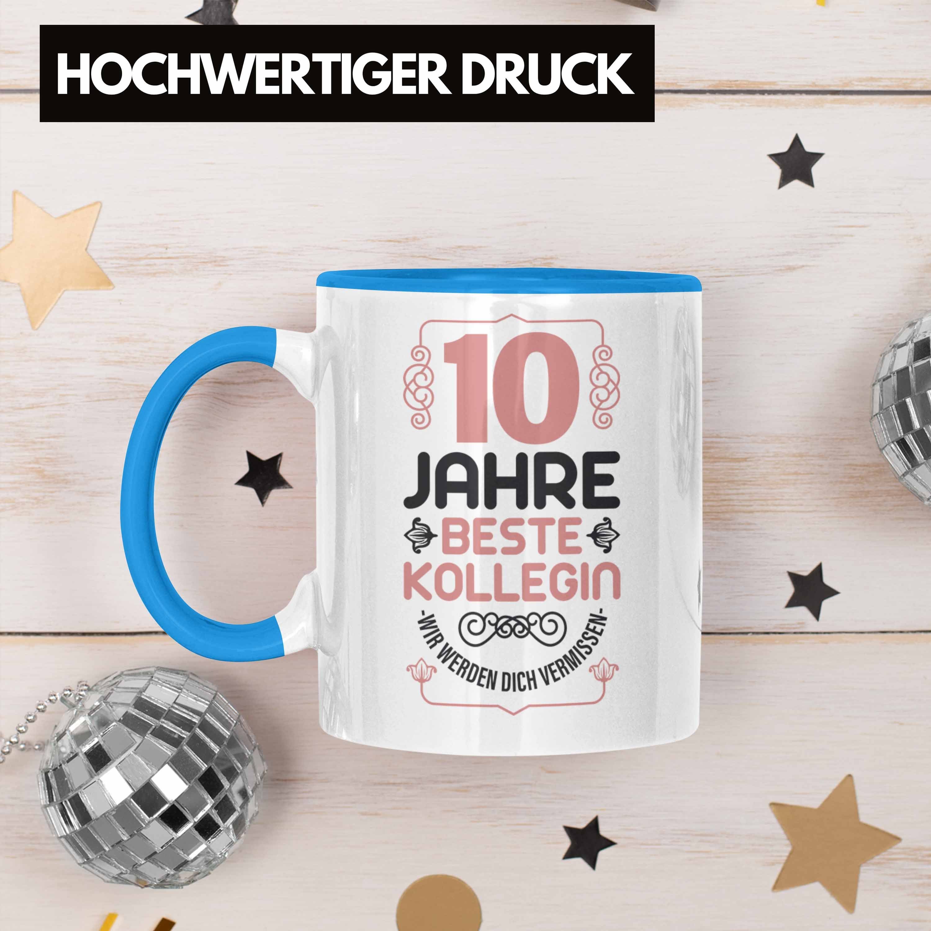 10 Jubiläum Jahre Geschenk - Tasse Trendation Idee Kollegin Trendation Blau