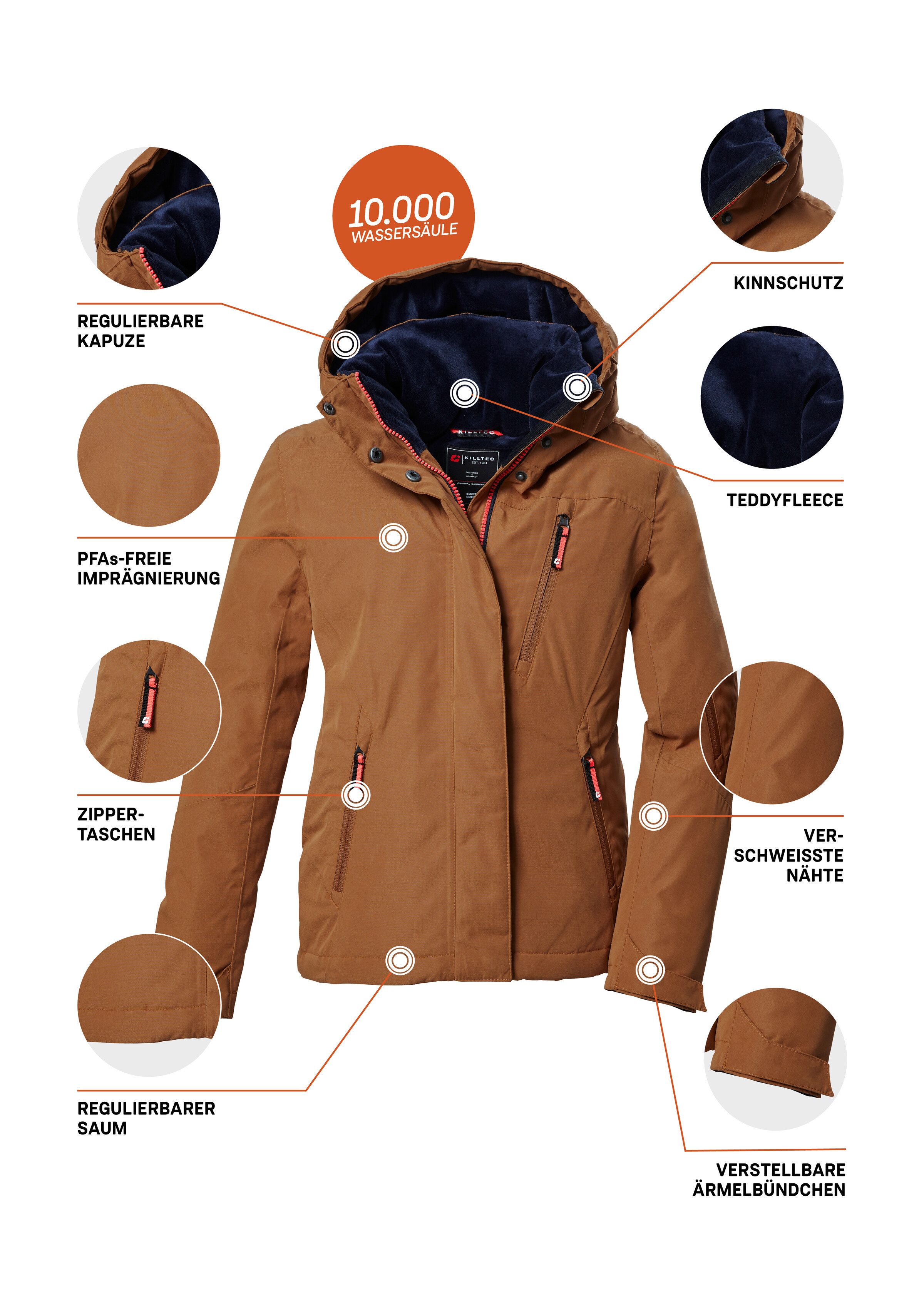 Killtec Funktionsjacke KOW 356 GRLS JCKT Wasserdichte Mädchenjacke mit Kapuze, verstellbare Bündchen