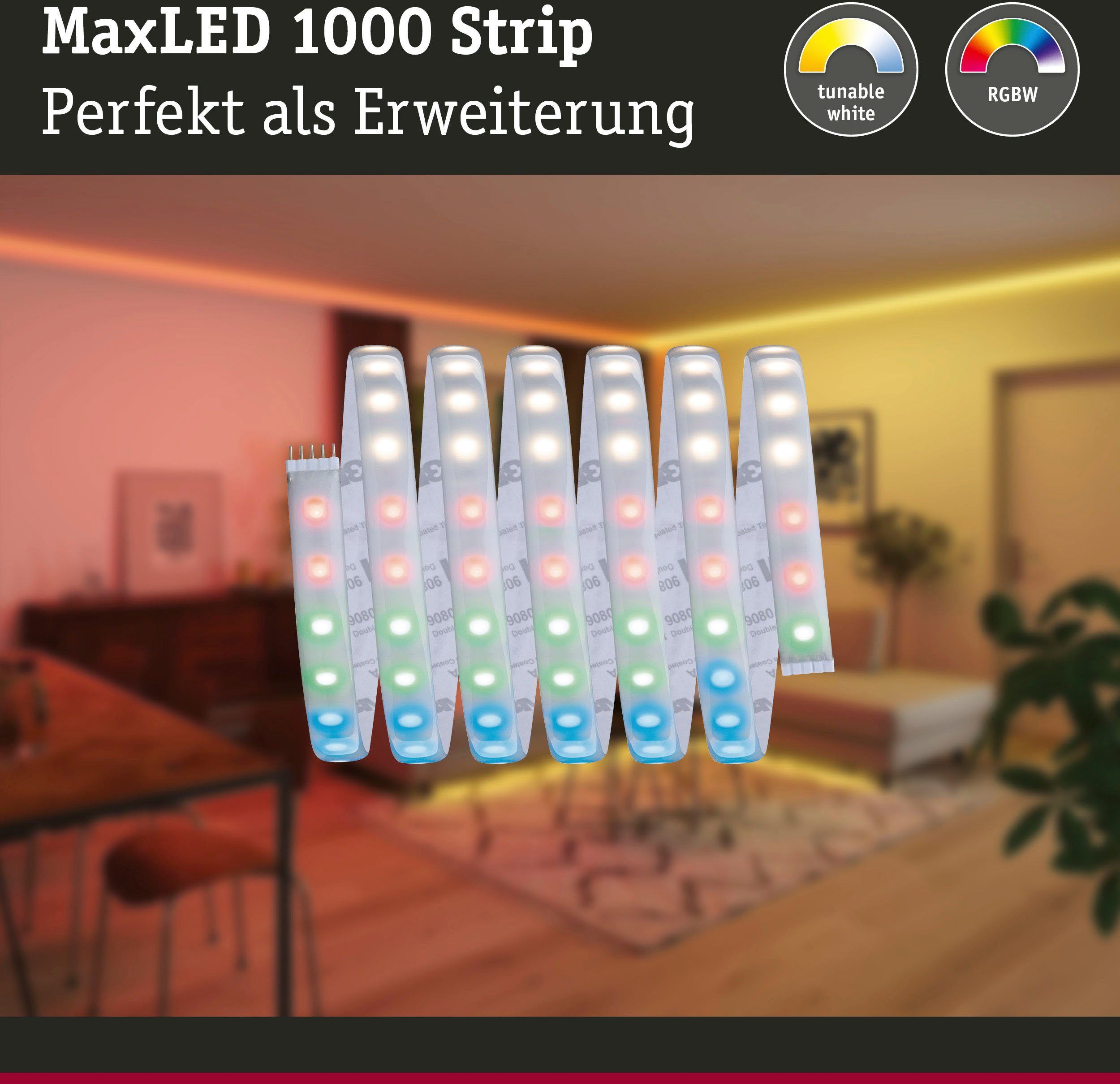 Paulmann LED-Streifen MaxLED 1000 1-flammig, 2,5m RGBW Cover 230/24V 28W Stripe 3000K RGBW IP44 Silber