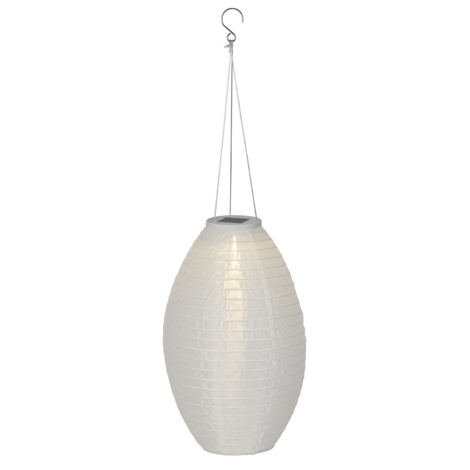 MARELIDA LED Lampion Solar Gartenlampion oval H: 33cm Party Balkon Terrasse Laterne weiß, LED Classic, warmweiß (2100K bis 3000K)