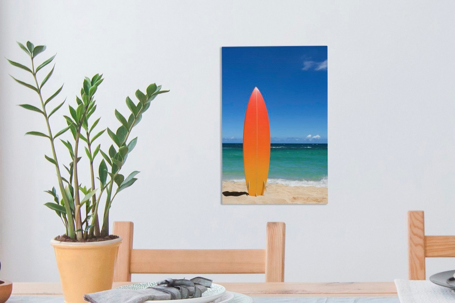 cm St), 20x30 bespannt Leinwandbild farbiges Surfbrett Strand, am OneMillionCanvasses® fertig Gemälde, Leinwandbild Ein Zackenaufhänger, (1 inkl.