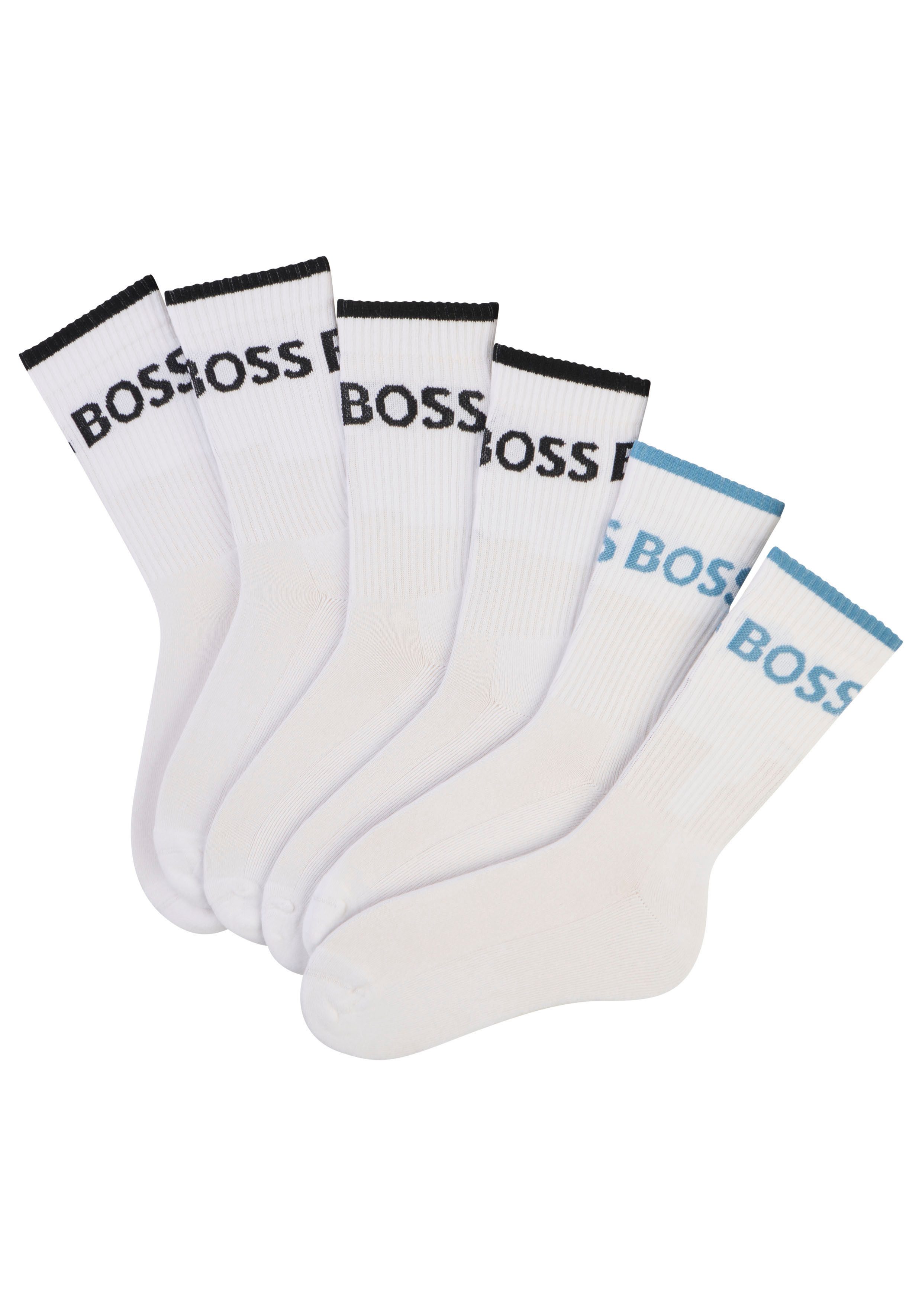 BOSS Businesssocken 6P QS Stripe CC (Packung, 6-Paar, 6er) mit BOSS Schriftzug