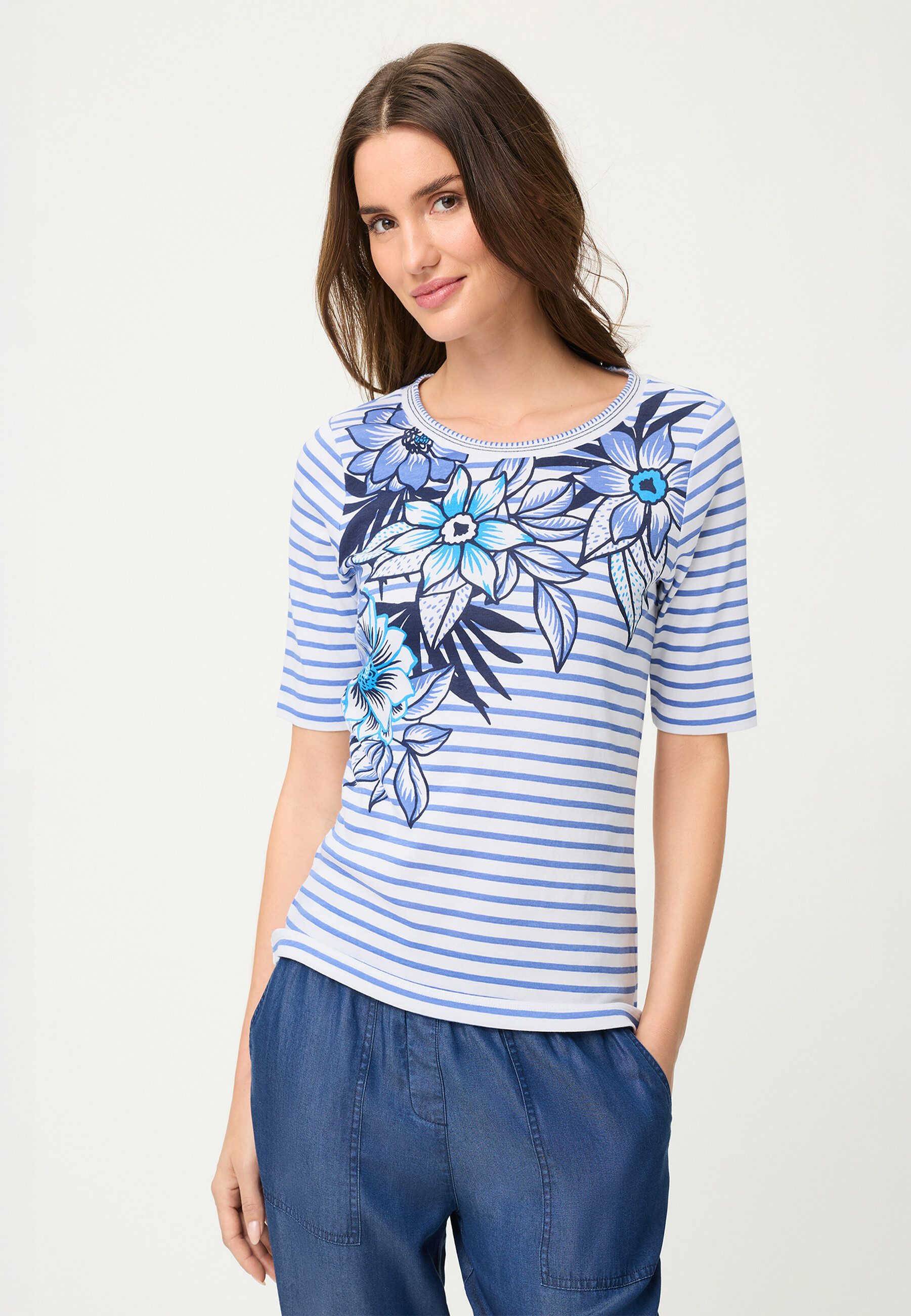 Olsen T-Shirt Shirt mit dekorativem Streifendruck