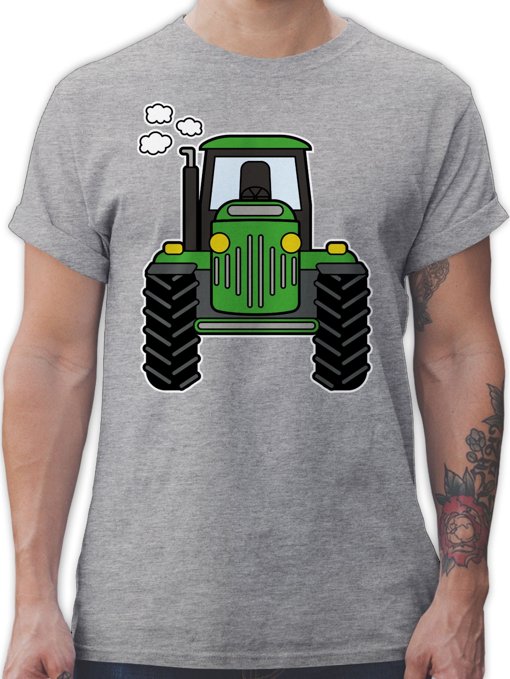 Shirtracer T-Shirt Traktor Trecker Landwirte Bauern Geschenk Bulldog Landwirtschaft Traktor 02 Grau meliert