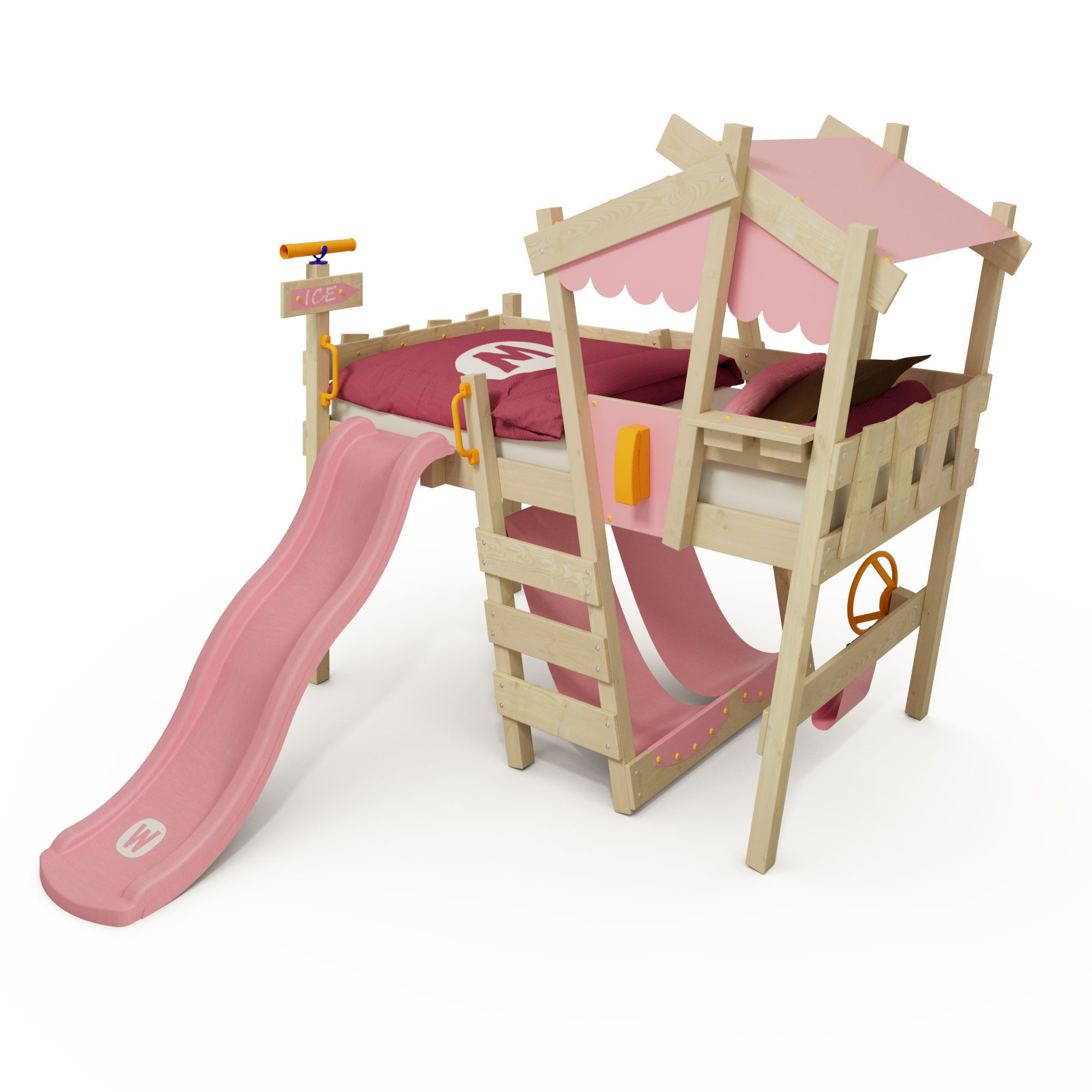 Wickey Kinderbett CrAzY Snuggy Massivholz-Hochbett mit Leiter, Lenker & Rut günstig online kaufen