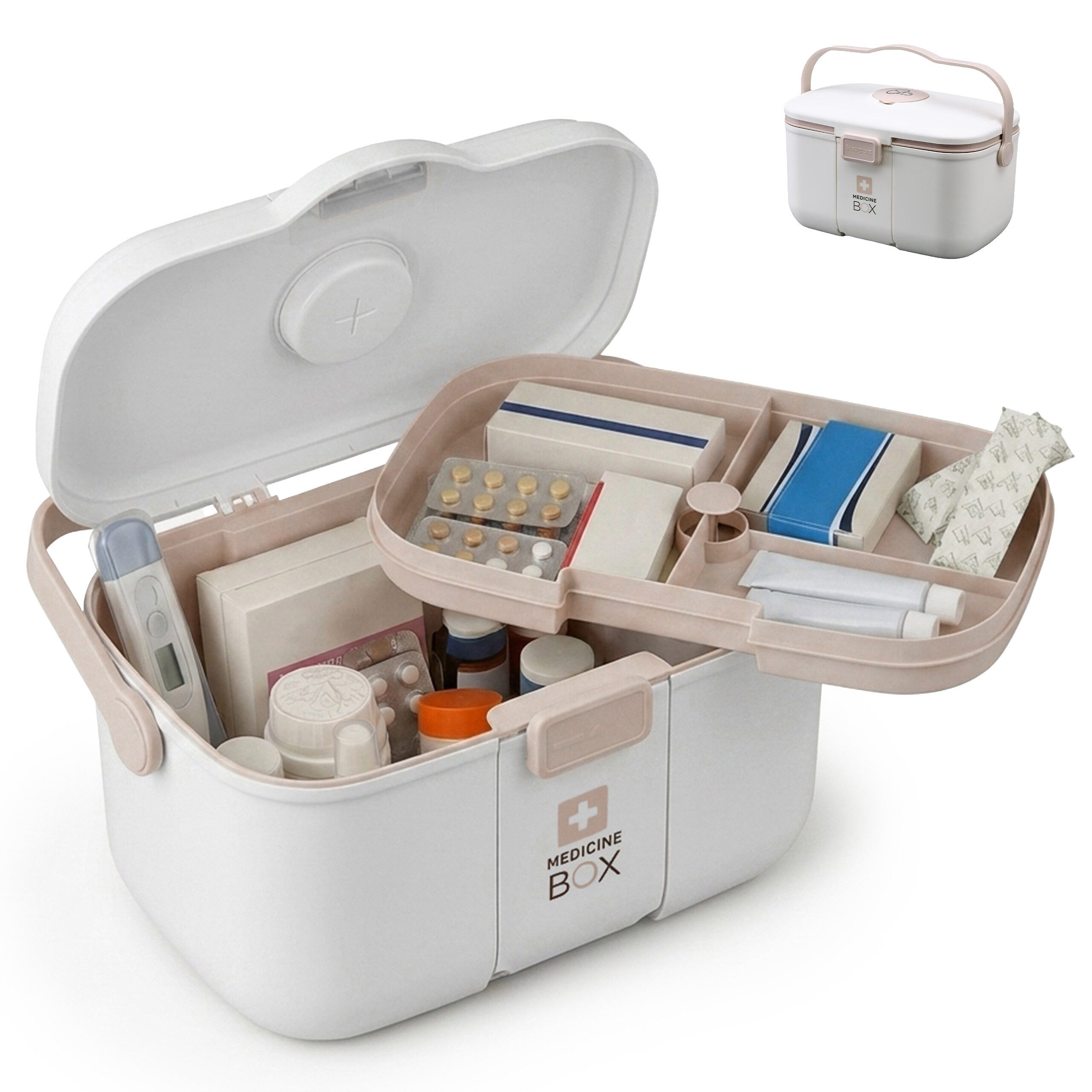 relaxdays Erste-Hilfe-Koffer Medizinbox aus Kunststoff, (1 St), weiß