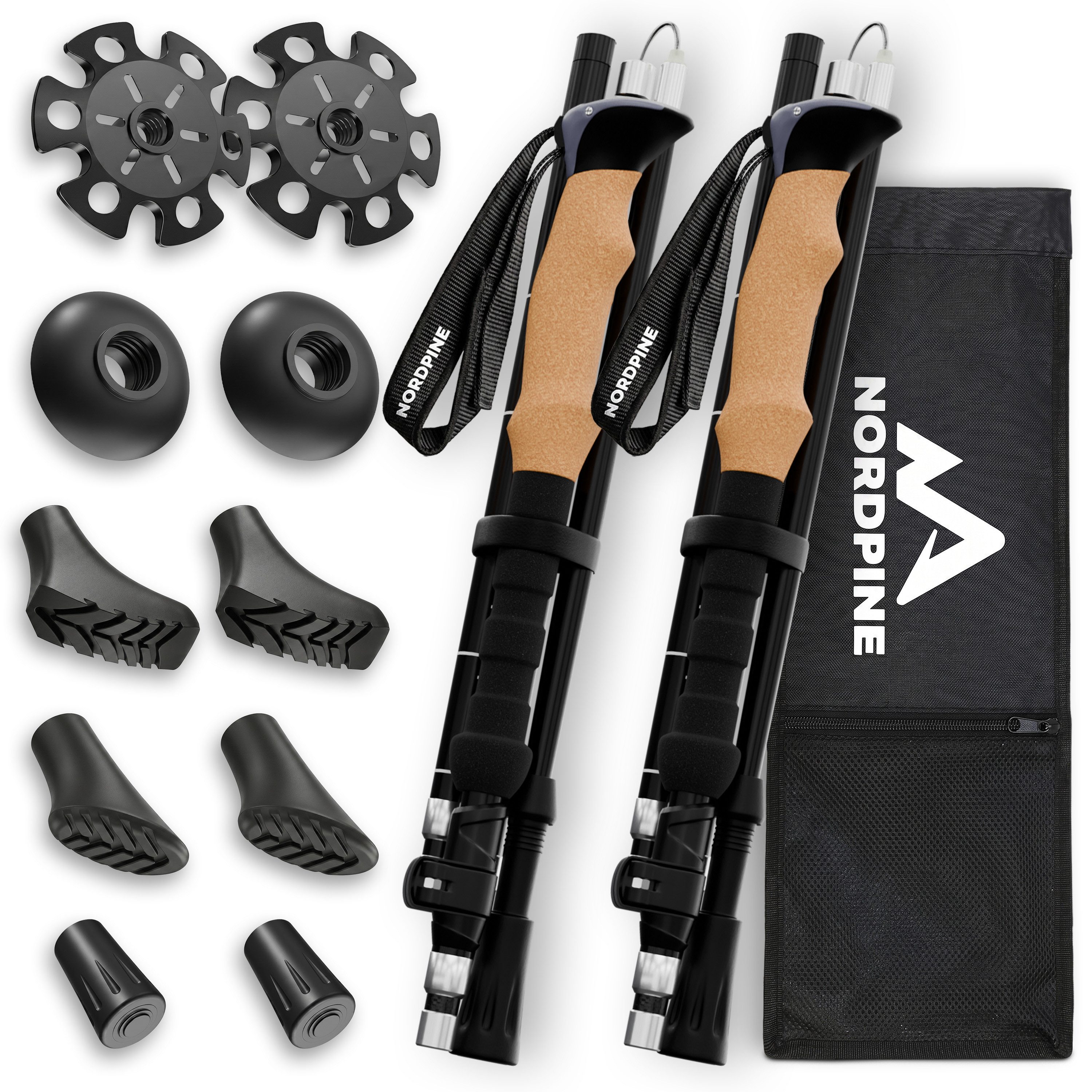 NEOLYMP Wanderstöcke Faltbare Wanderstöcke aus Carbon & Aluminium Ultraleicht, Faltbares Design und Kompakt verstaubar