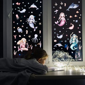 nikima Fensterbild Fensterbilder Meerjungfrauen selbstklebend