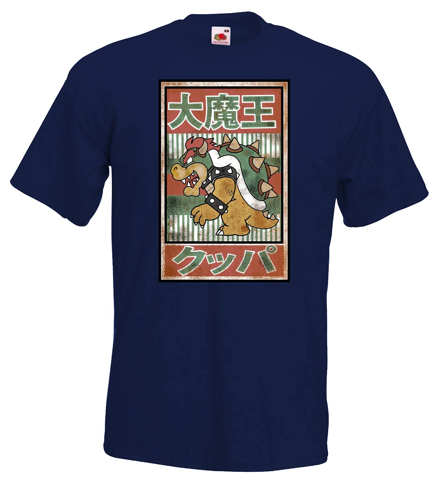 T-Shirt Gaming Shirt Navyblau Herren Frontprint mit trendigem Designz Youth Bowser