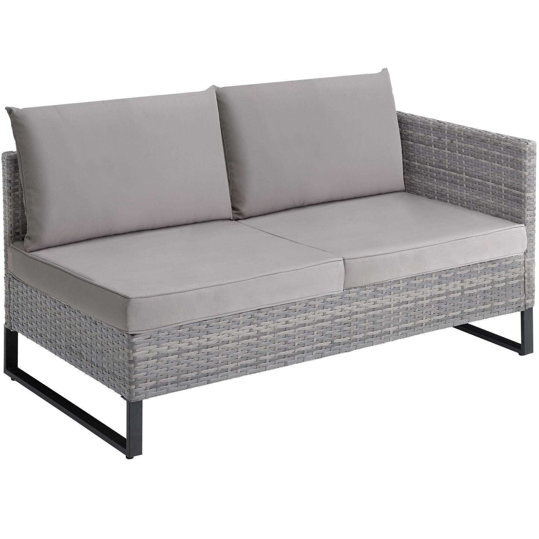 tectake Loungeset Rattan Lounge, (Set., 4-tlg), Stabiles Stahlgestell mit höhenverstellbaren Kunststofffüßen