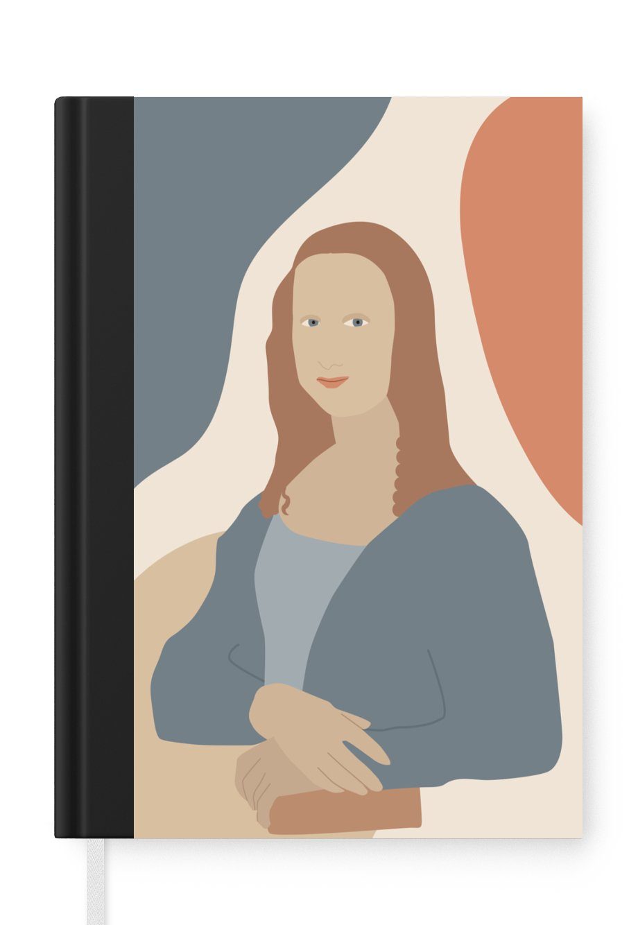 MuchoWow Notizbuch Pastell - Mona Lisa - Flecken, Journal, Merkzettel, Tagebuch, Notizheft, A5, 98 Seiten, Haushaltsbuch