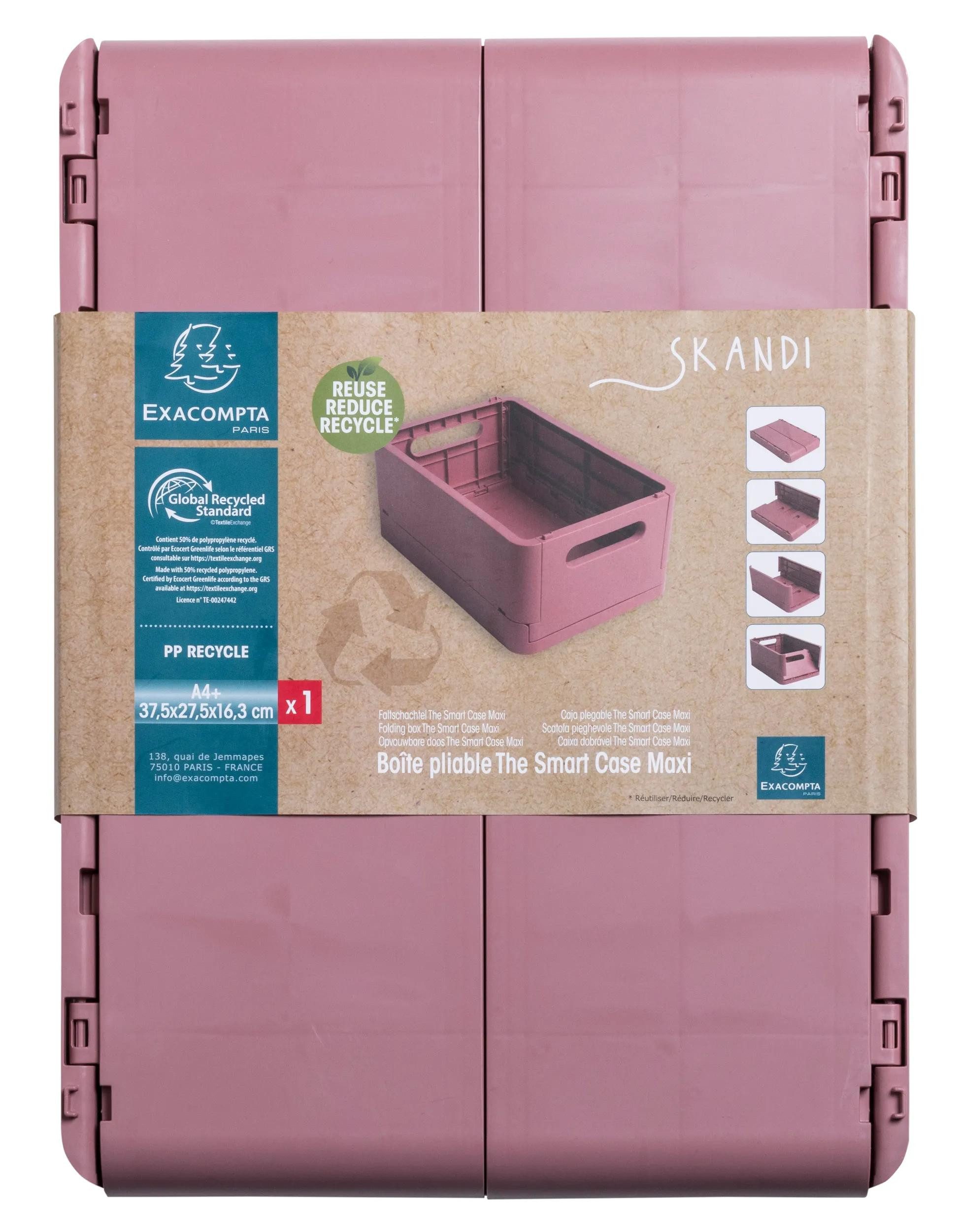 EXACOMPTA Schubladenbox 4x The Smart Case, klappbare Maxi-Box A4+, Skandi - Altrosa - 27238D, Ablageboxen