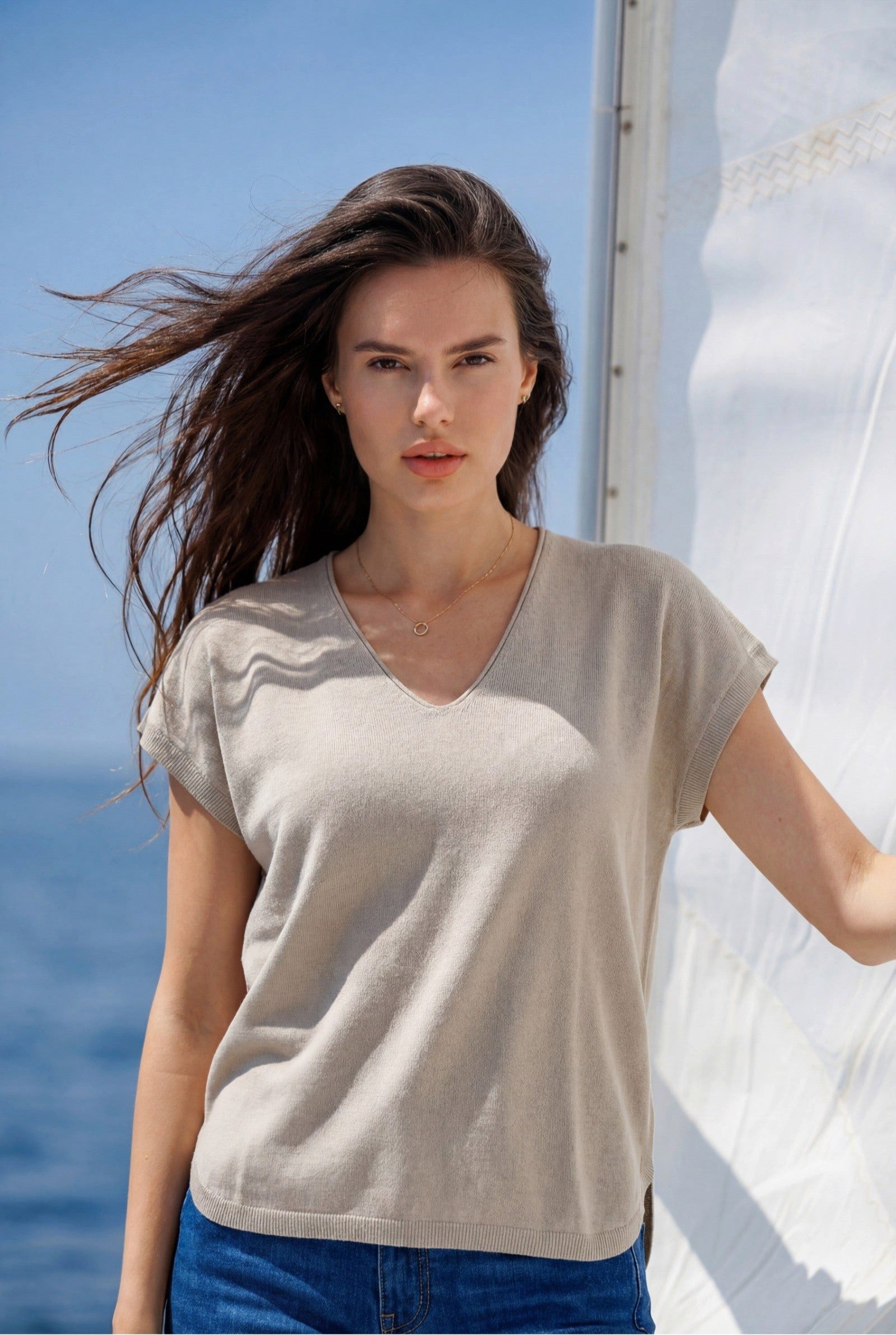 six-o-seven Pullunder Lockerer V-Ausschnitt Feinstrick Pullunder aus Viskose, Frühling