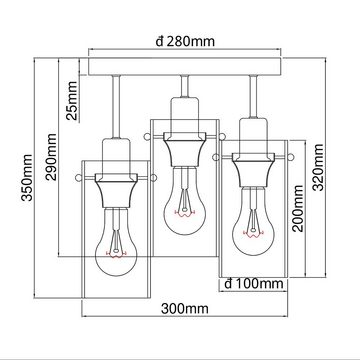 Globo Deckenleuchte, Leuchtmittel nicht inklusive, Deckenlampe Rauchglas Esszimmer Deckenleuchte schwarz