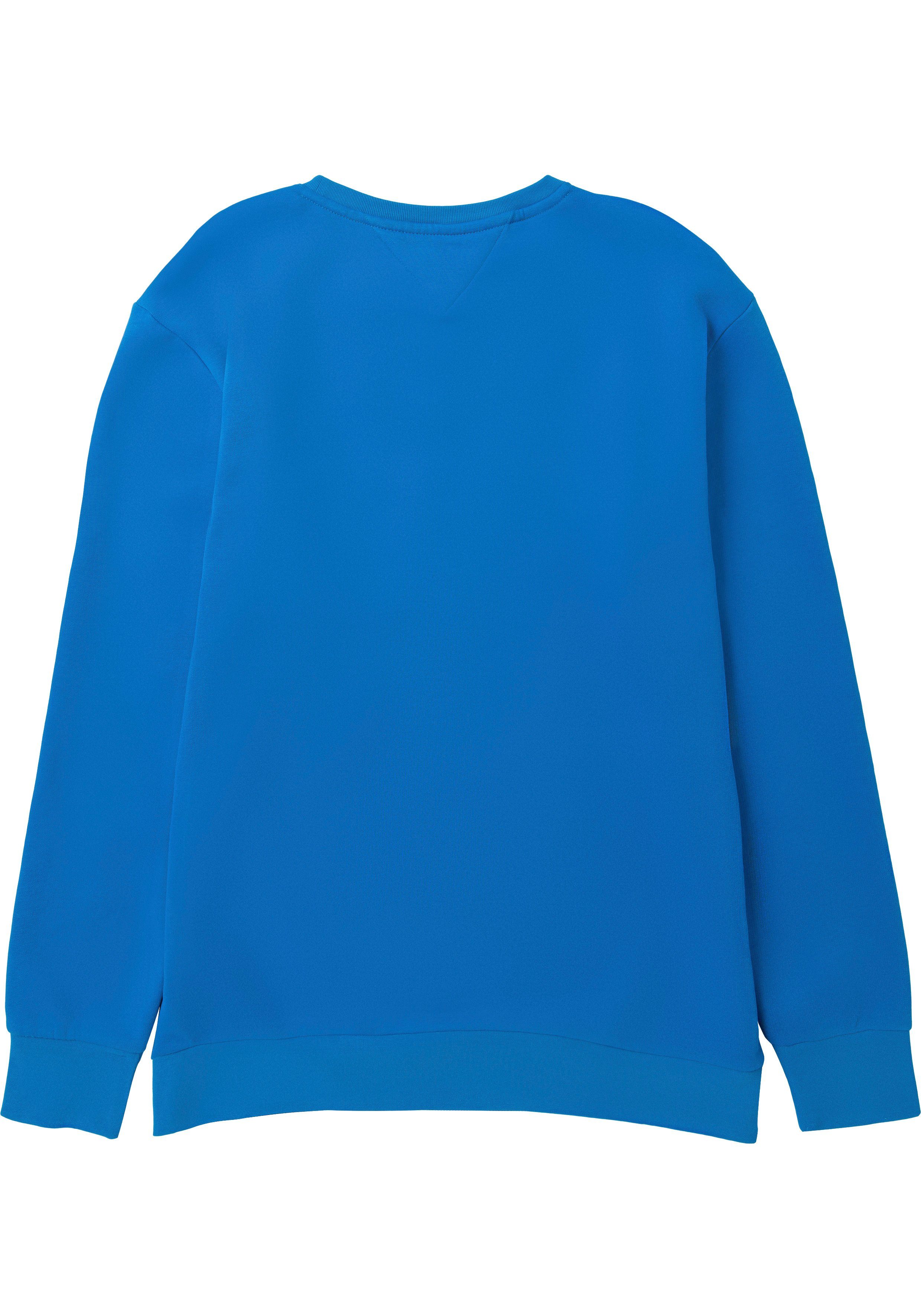 Sweatshirt Stickerei unteren Hilfiger royalblau Sweater am (1-tlg) COLOR Tommy Big BT-POP Tommy mit Hilfiger Tall Ärmel &