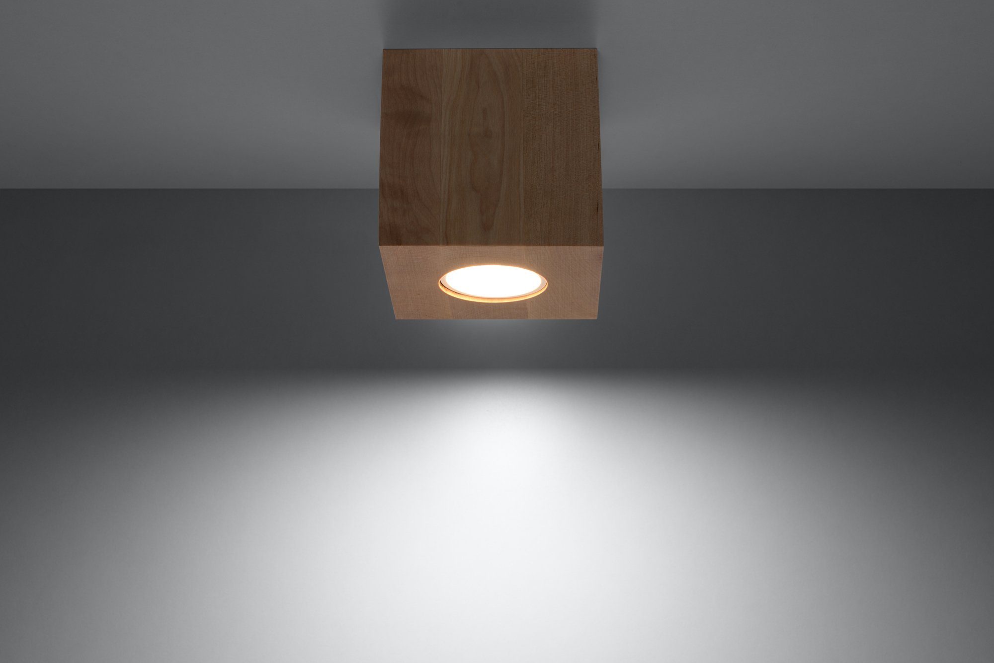 SOLLUX lighting aus QUAD, Deckenleuchte Deckenlampe, Lampe Eco Leuchtmittel, Holz, ohne Stil
