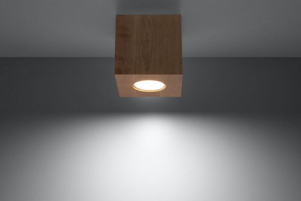 SOLLUX lighting Deckenleuchte QUAD, ohne Leuchtmittel, Deckenlampe, Lampe  aus Holz, Eco Stil