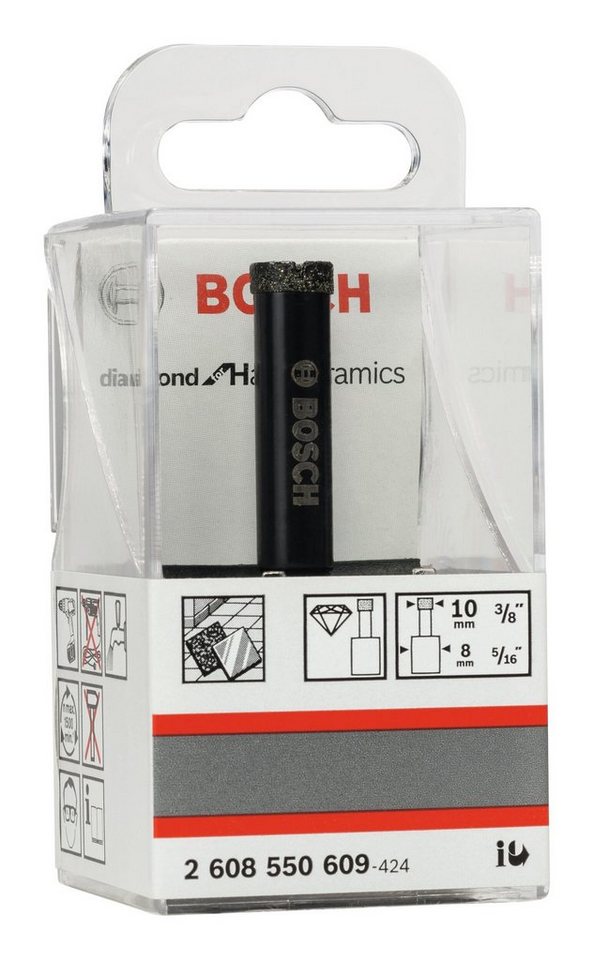 Thumbnail - BOSCH Diamanttrockenbohrer, Ø 10 mm, Diamond for Hard Ceramics Diamantnassbohrer - 10 x 35 mm