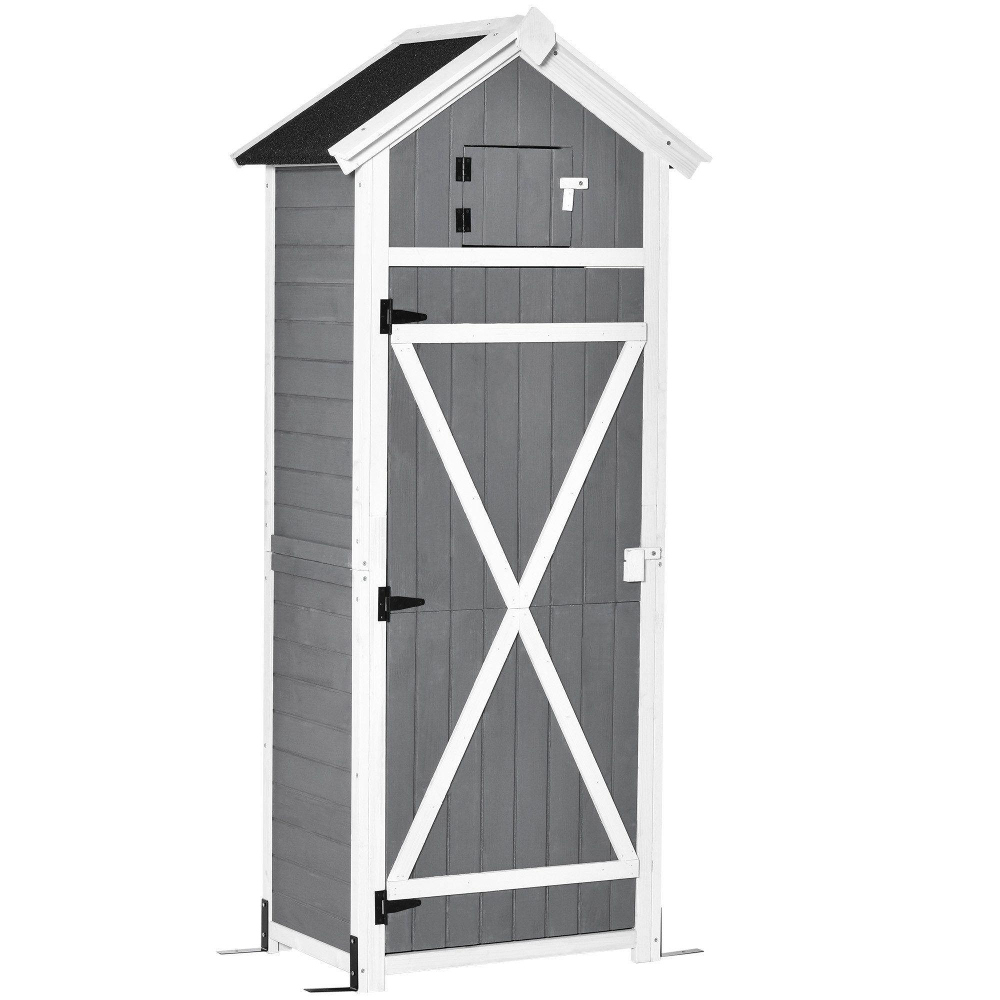 i@home Garten-Geräteschrank Gartenschrank mit Tür und Dach Geräteschuppen aus Holz,78x52,5x182cm, (78x52,5x182cm, ideal für Gartenlagerung & faltbaren Tisch), Mit faltbarem Tisch; L-förmige Beschläge; Asphaltdach; Seitliche Haken