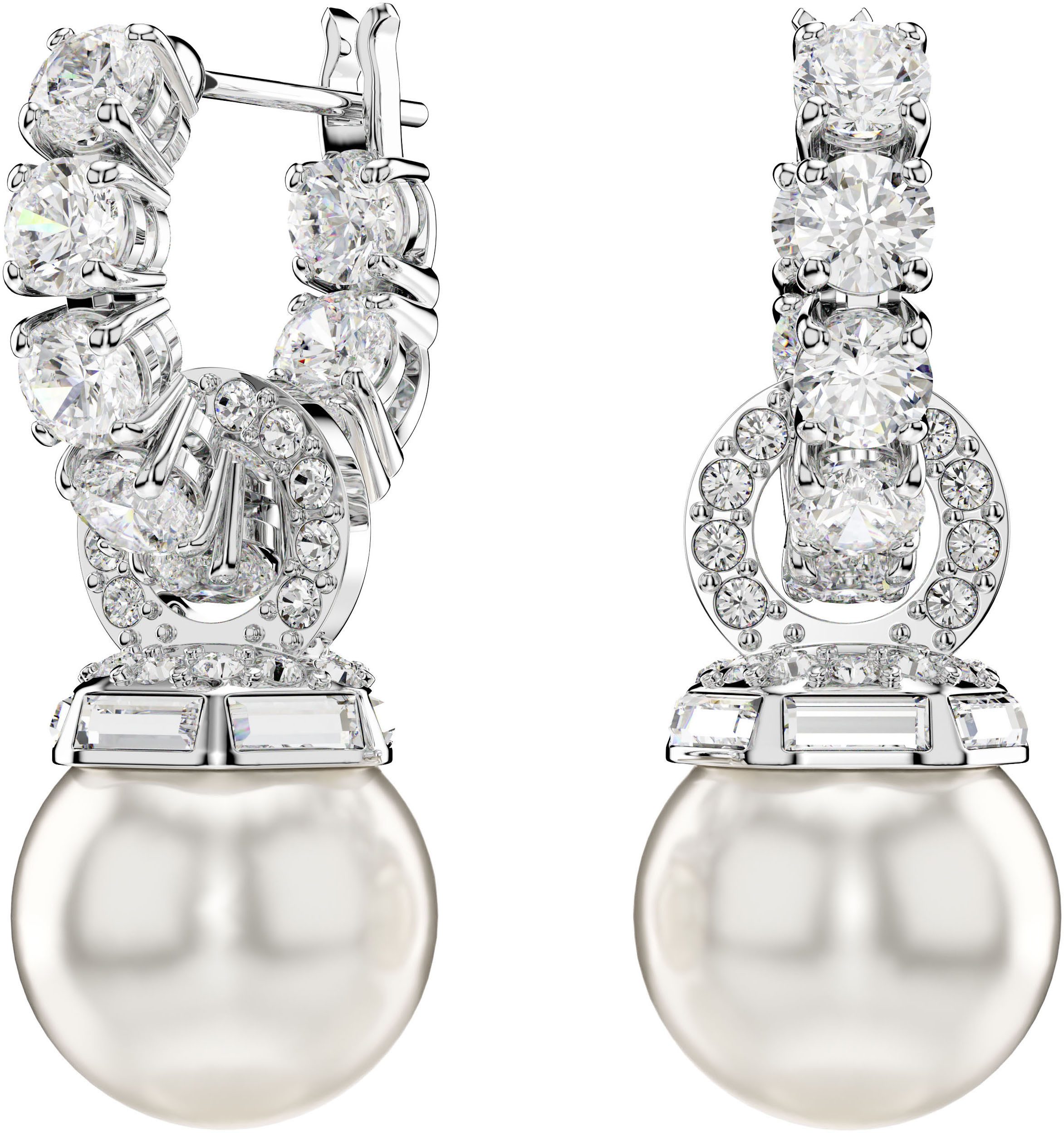 Swarovski Paar Серьги-кольца Schmuck Geschenk Matrix Drop-Ohrhänger, mit Swarovski® Kristall - mit Swarovski® Perle - Einhänger abnehmbar