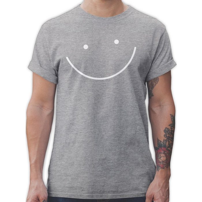 Shirtracer T-Shirt Smile Gesicht - Sprüche Statement mit Spruch - Herren Premium T-Shirt tshirt herren spruch - männer tshirts gesicht - smile shirt