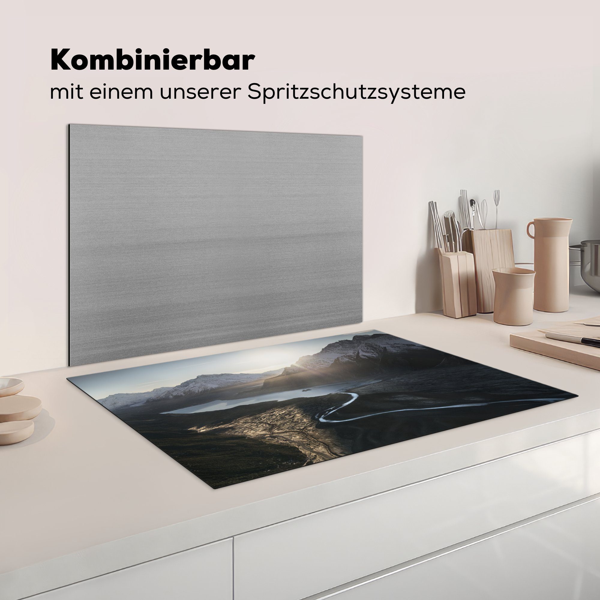 Ceranfeldabdeckung (1 Induktionskochfeld cm, Sonnenaufgang MuchoWow Vinyl, für Neuseeland, tlg), 81x52 Schutz küche, Herdblende-/Abdeckplatte in die