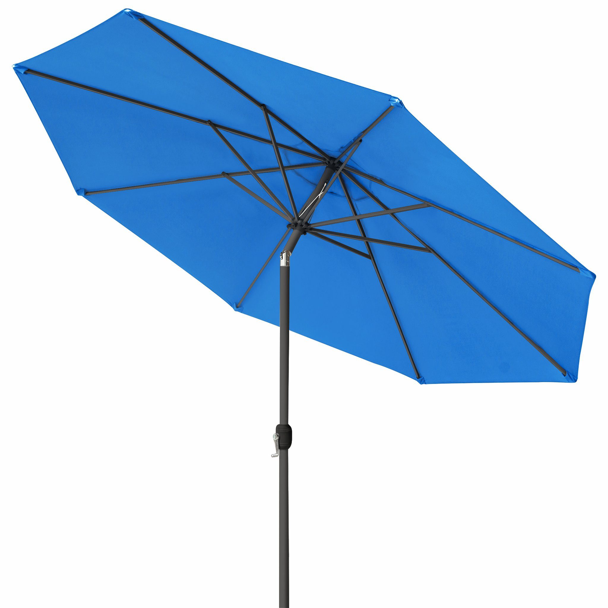 paramondo Sonnenschirm Sonnenschirm 3,5m rund blau Garten Kurbel UV-Schutz Gestell anthrazit, LxB: 350x350 cm, Knickbar & komfortable Kurbelbedienung