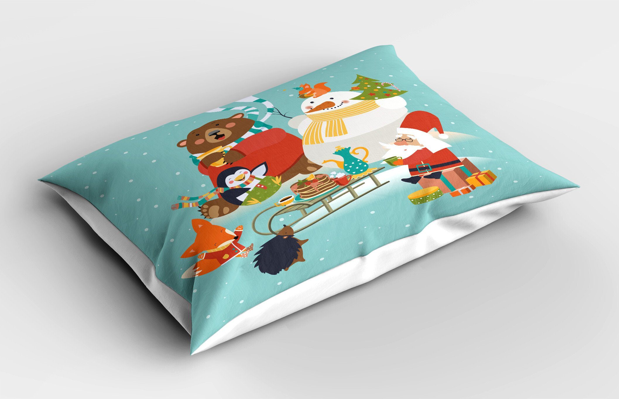 Schneemann-Bär Dekorativer Weihnachts King Gedruckter Fox Size (1 Stück), Kissenbezüge Weihnachten Standard Abakuhaus Kissenbezug,