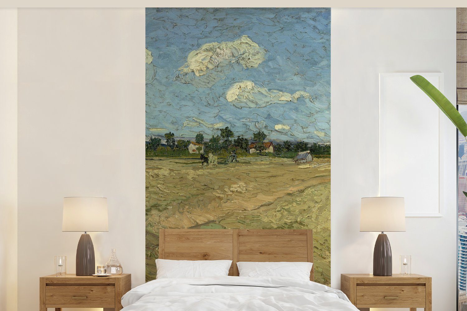 MuchoWow Fototapete Gepflügte Felder - Vincent van Gogh, Matt, bedruckt, (2 St), Vliestapete für Wohnzimmer Schlafzimmer Küche, Fototapete