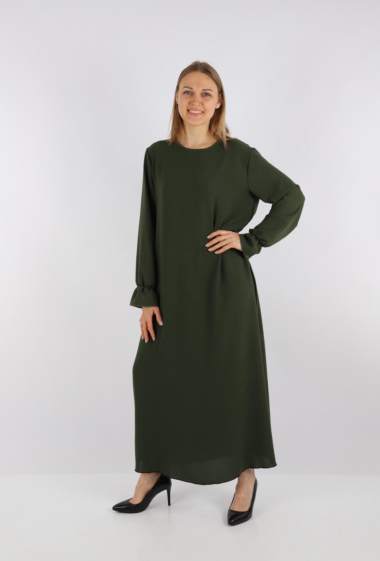 HELLO MISS Sommerkleid Beliebte Muslimische Kleid, Langarm, Abaya/Kopftuch Kleid in Unifarbe
