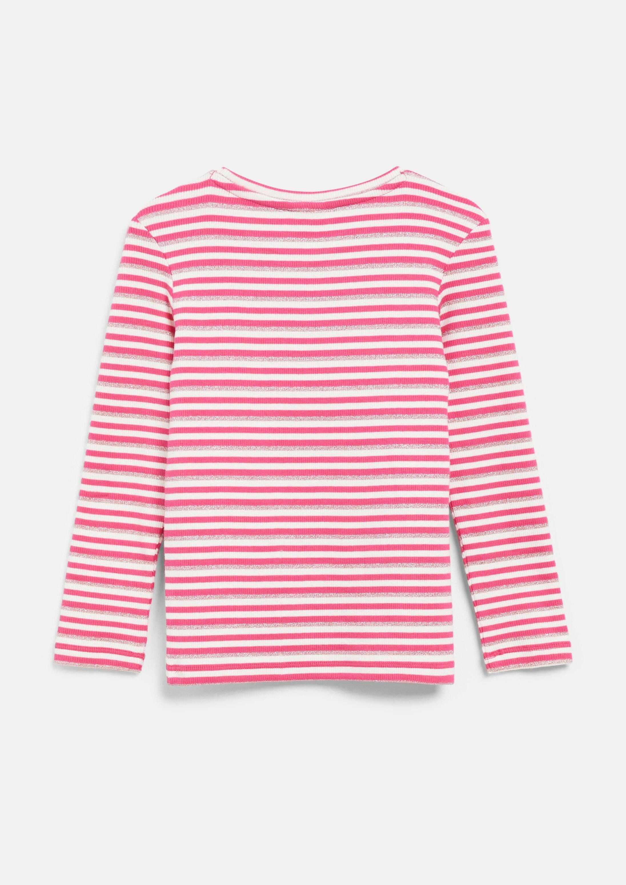 s.Oliver Langarmshirt T-Shirt Langarm-Shirt im Slim Fit mit Stickerei und Glitzergarn