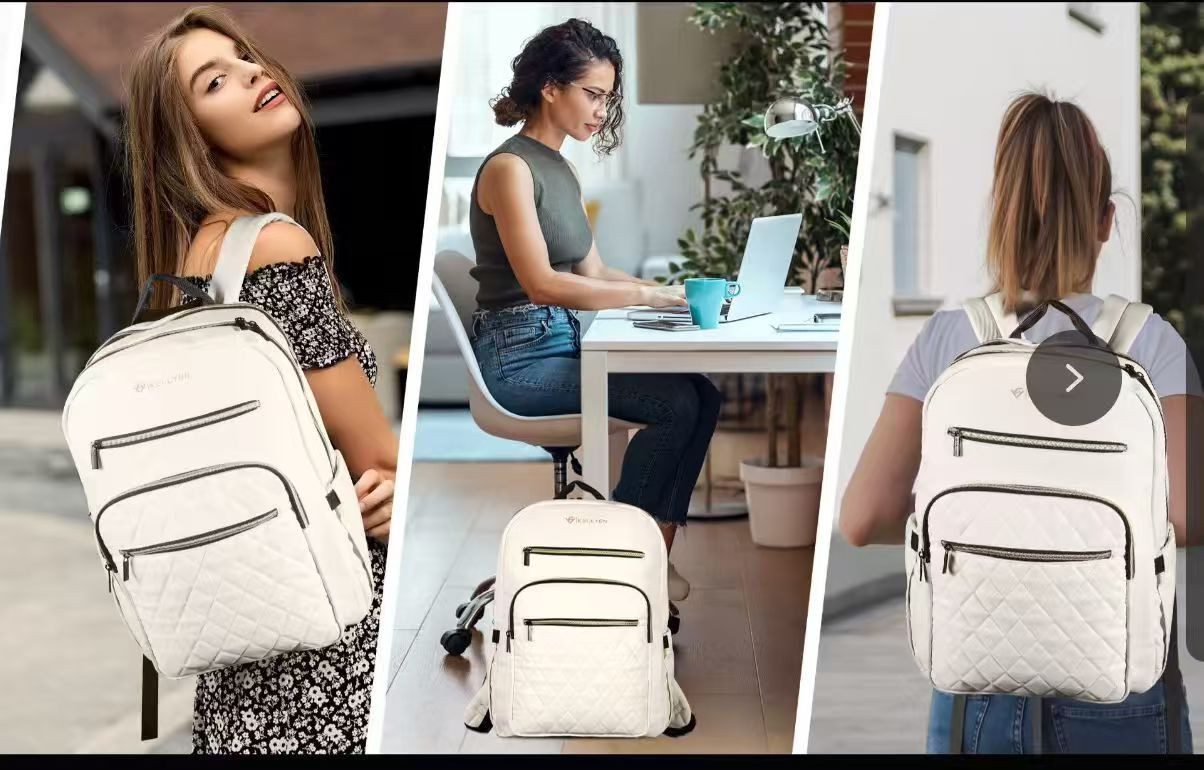 Bronea Cityrucksack CITY TRAVEL Rucksack Damen Herren – 15,6 Zoll Laptopfach (Farbe off-white oder schwarz/off-white, Viel Platz. Clever organisiert. Stilvoll unterwegs), Twill Polyester, viele Fächer, gepolsterte Gurte & Ladeanschluss