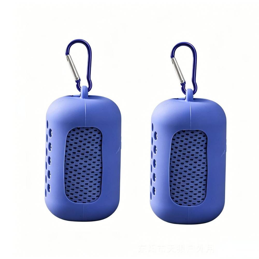 Blusmart Sporthandtuch Leichtes, schnelltrocknendes Kühlhandtuch, (mit Silikonhülle und Karabinerhaken, 2-St), Mikrofaser Handtuch, Für Sport, Wandern, Strand und Outdoor