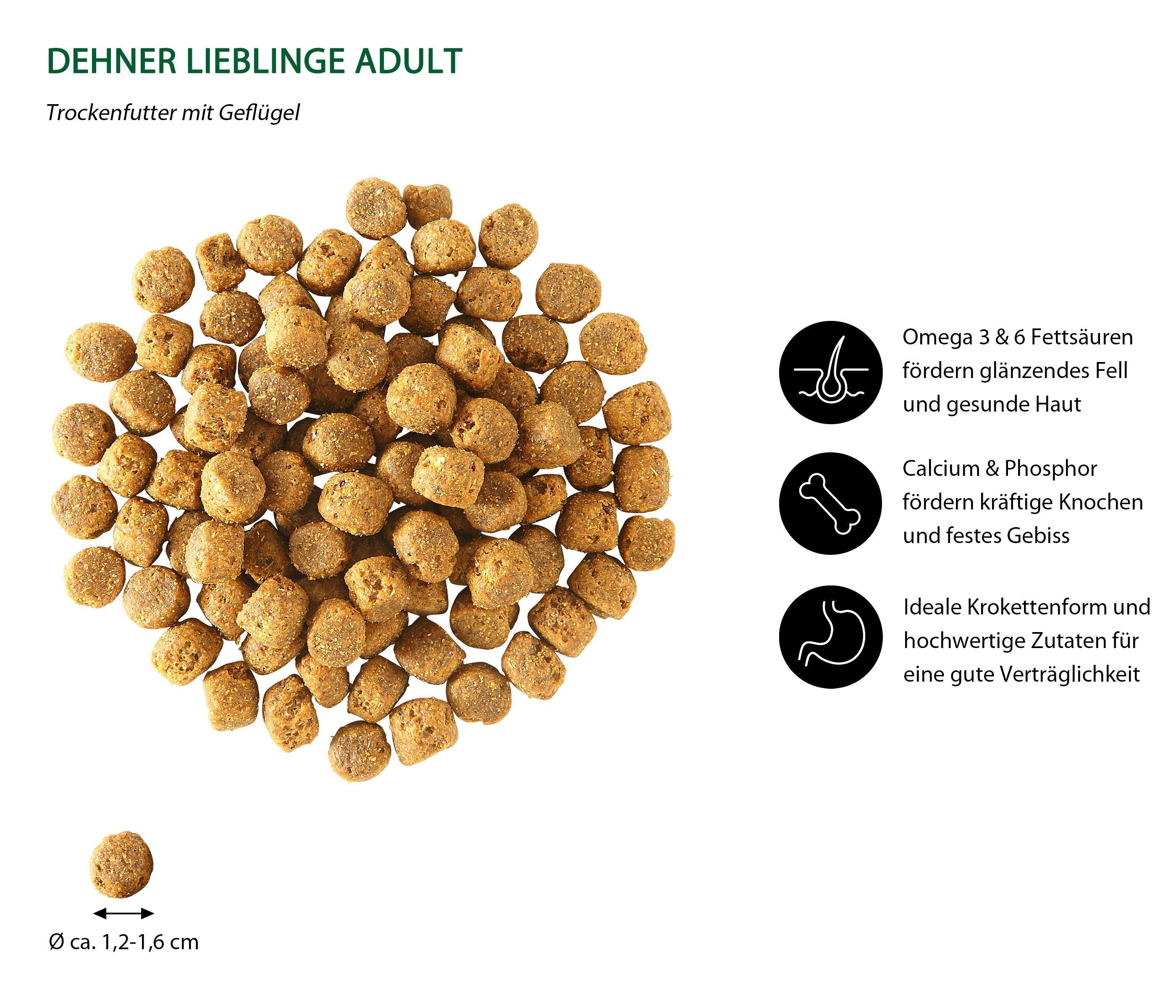 Dehner Lieblinge Trockenfutter Adult Geflügel, 12 kg Geflügel, Trockenfutter für: Hunde, Knusper-Mix für ausgewachsene Hunde
