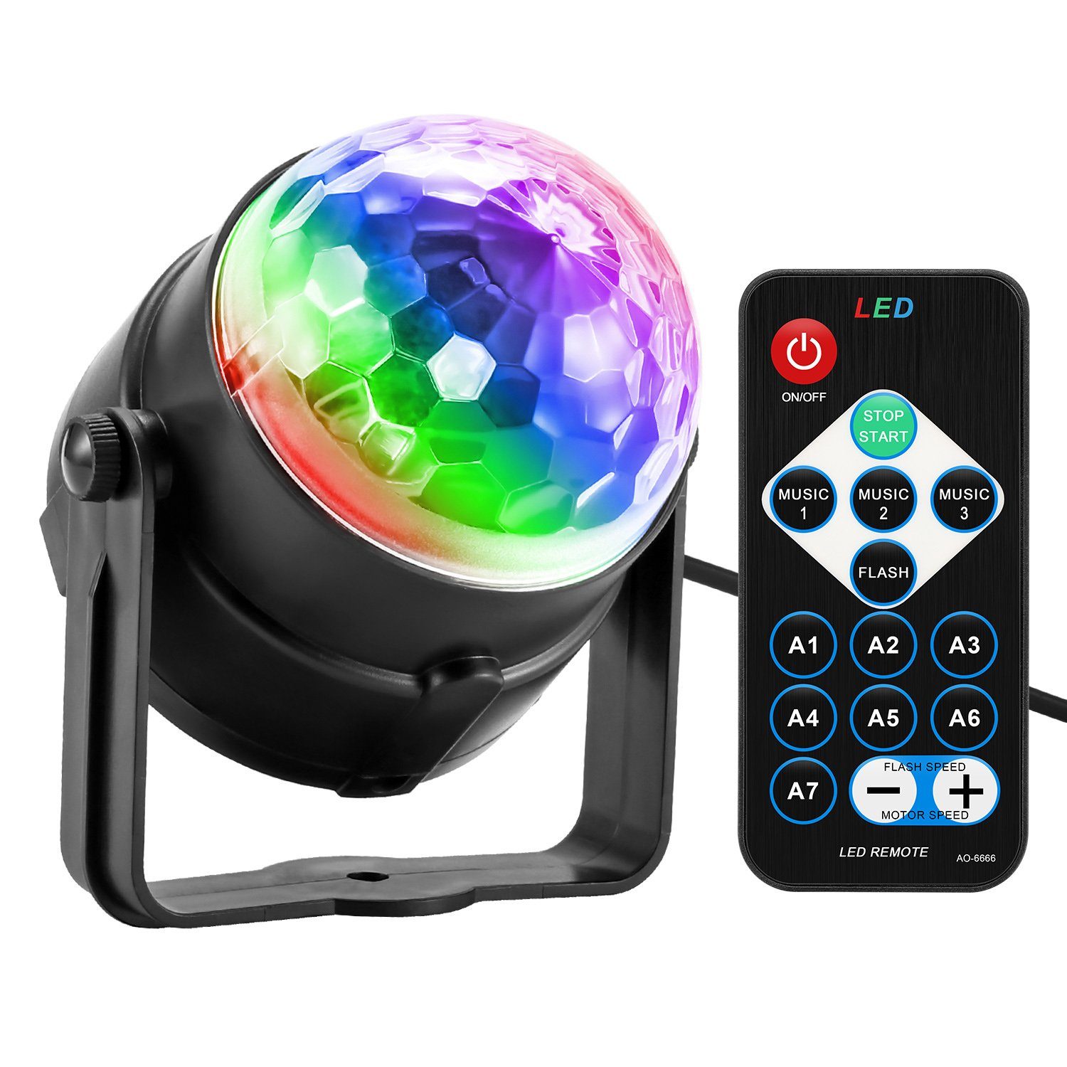 LED Discokugel Party Licht Musikgesteuert Discolicht 16 Farben Projektionslampe 