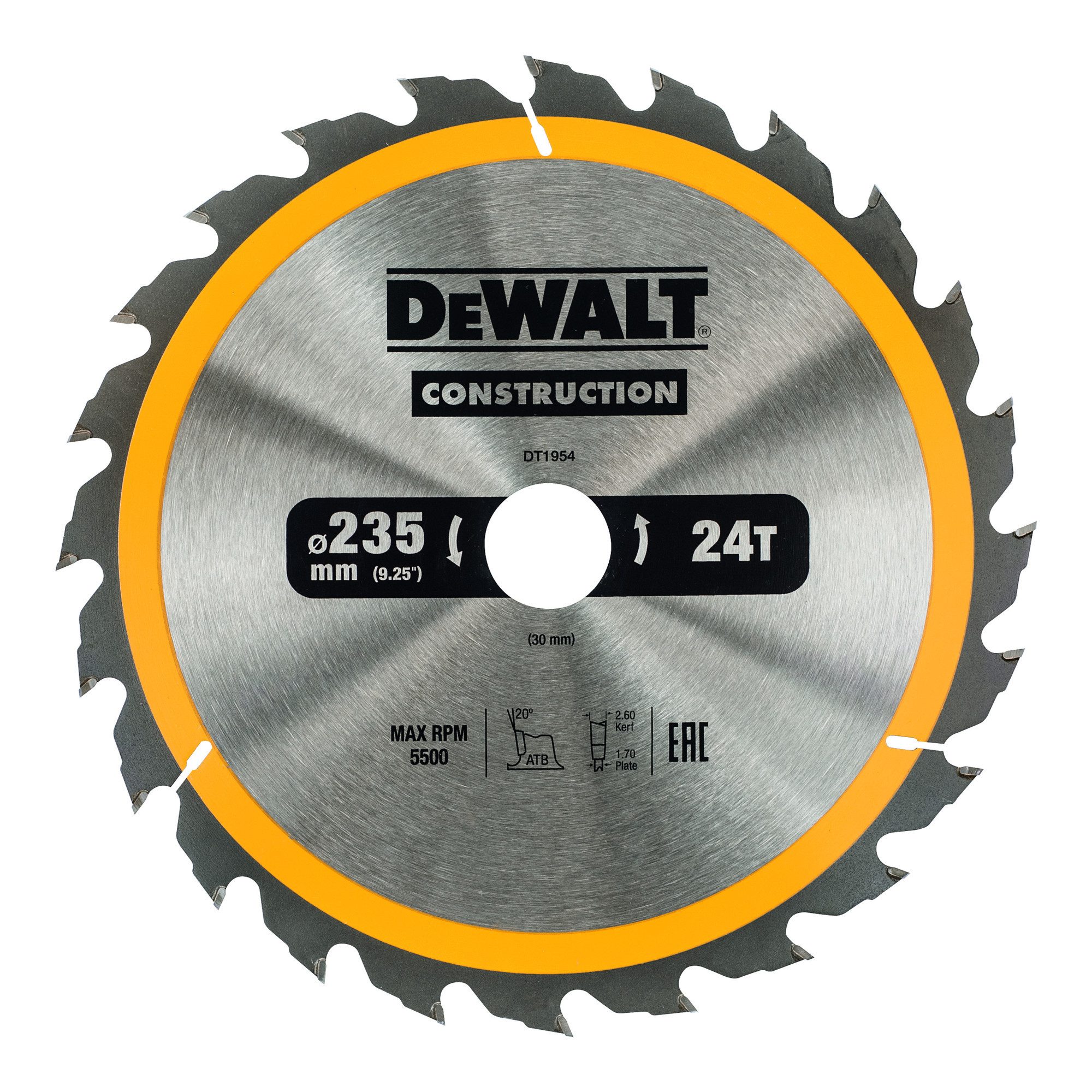 DeWalt Kreissägeblatt DEWALT Kreissägeblatt stationär 235/30 mm 24WZ DT1954-QZ