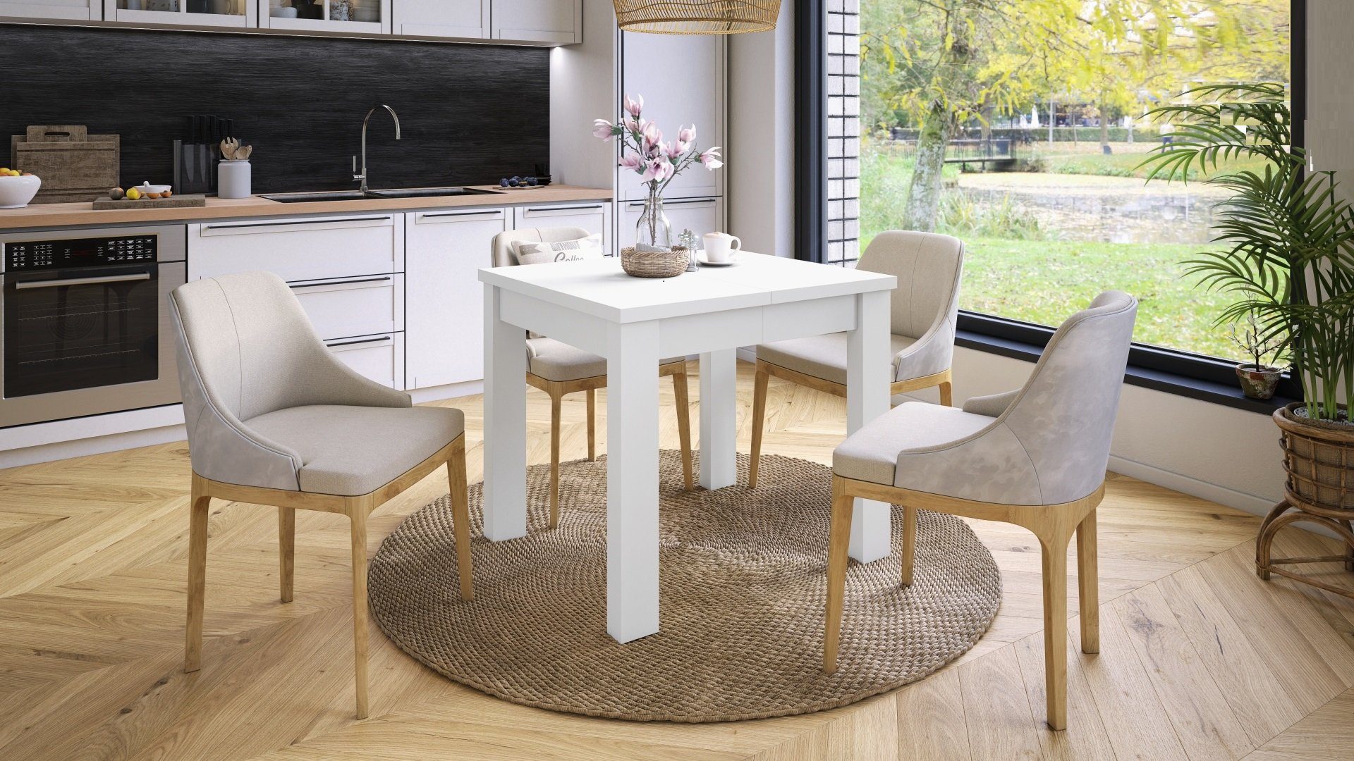 designimpex Esstisch Design Fonte Tisch ausziehbar 85 bis 130 cm