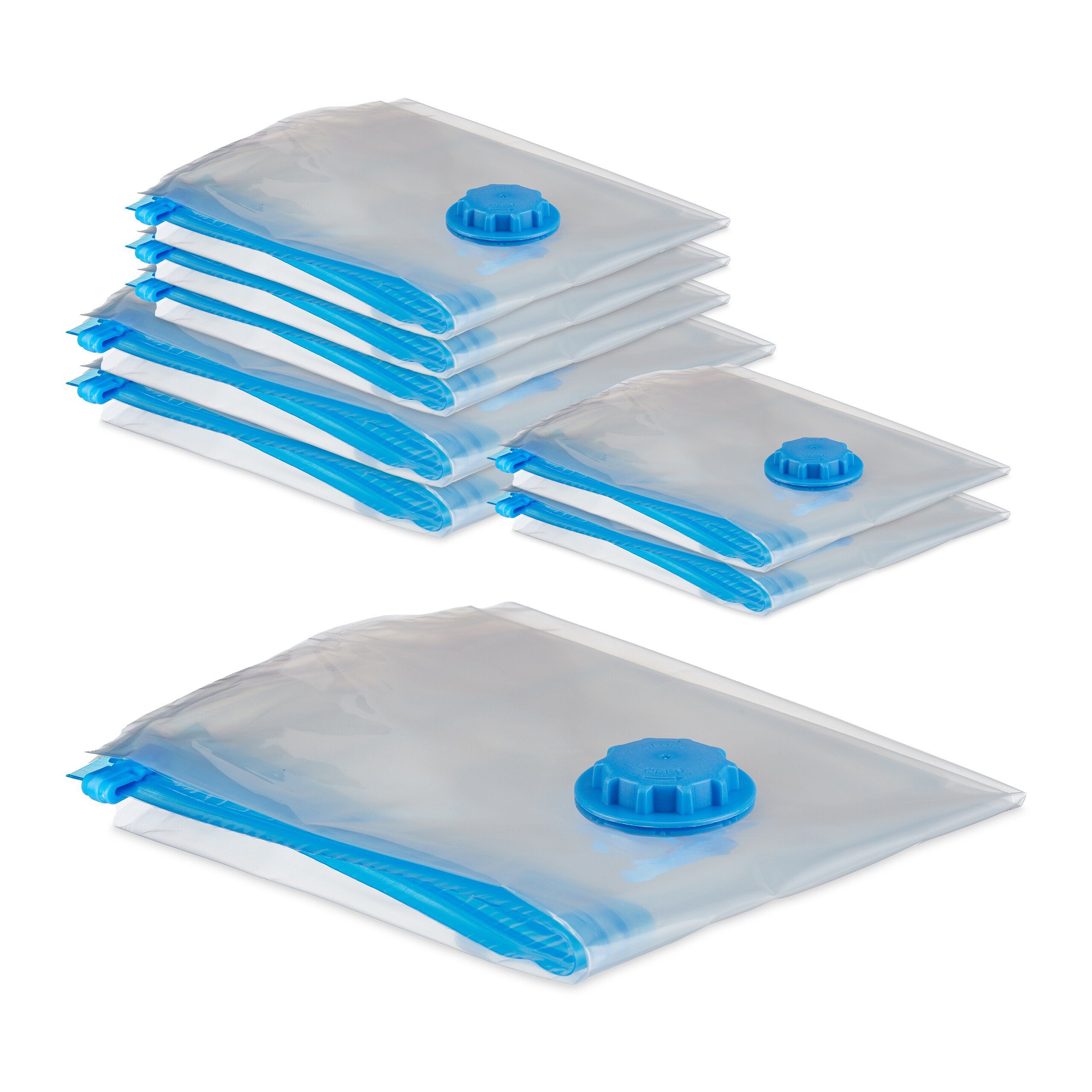 relaxdays Kleiderschutzhülle 8x Vakuumbeutel für Kleidung in 3 Größen