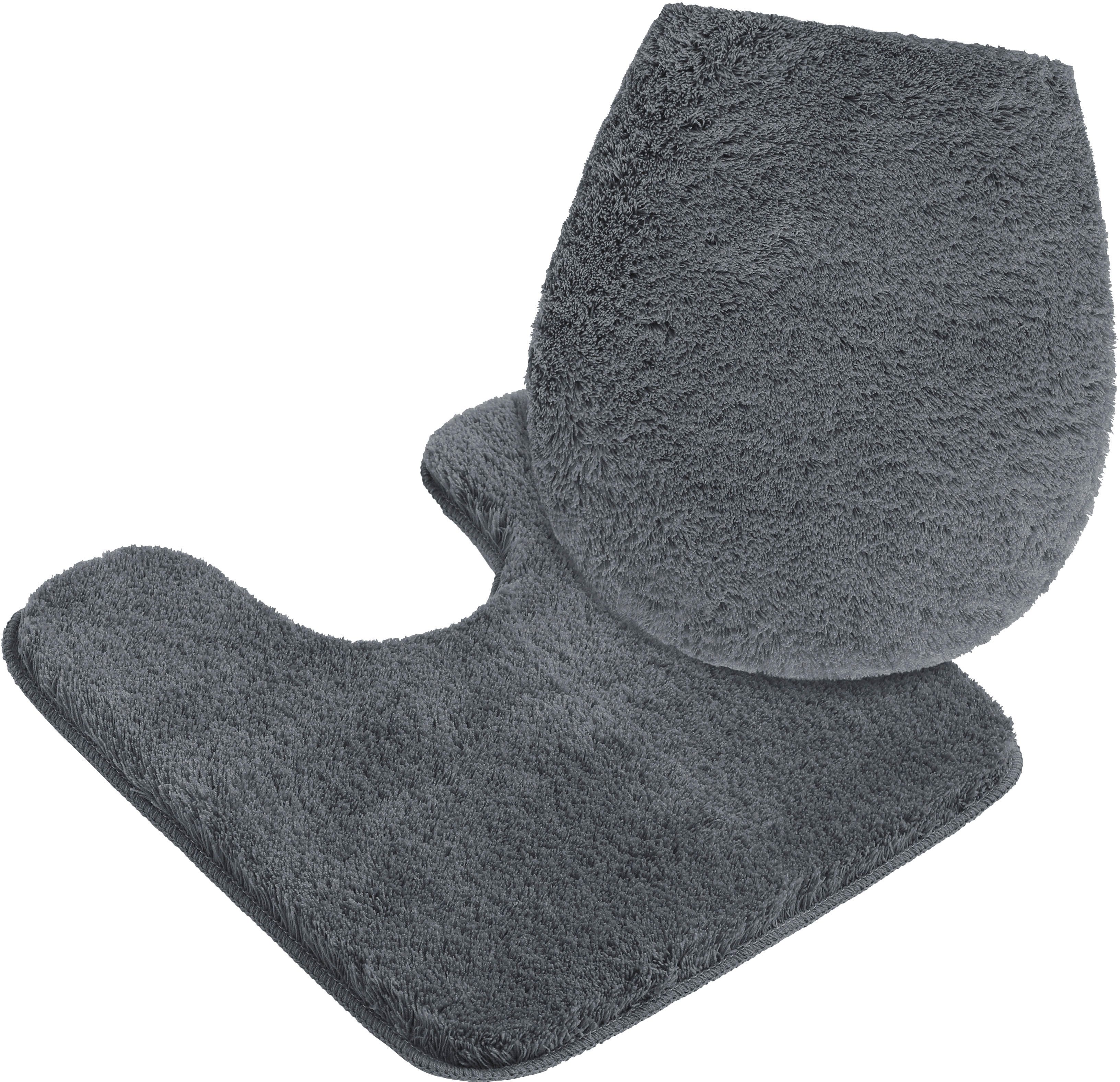 OTTO home Badematte Merida, Badvorleger, Badezimmer Teppich, Höhe 32 mm, rutschhemmend beschichtet, fußbodenheizungsgeeignet, schnell trocknend, strapazierfähig, Kunstfaser, 2-tlg. Stand-WC Set, Badteppich, Uni Farben, rechteckig, rund & als 2-tlg. Set erhältlich