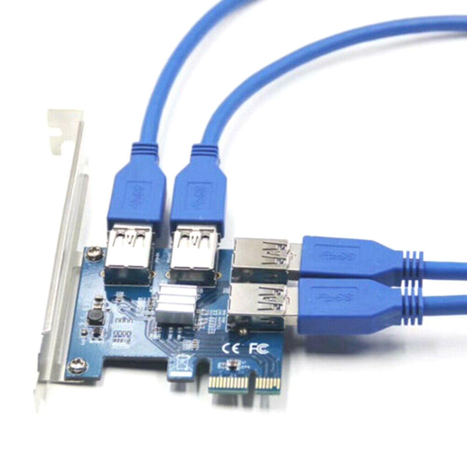 BRAINZAP USB PCIe Erweiterungskarte Modulkarte PCI-Express zu USB Typ A, PCI-Express x1 zu 4x PCI-E x1, USB 3.0 Type für Mining