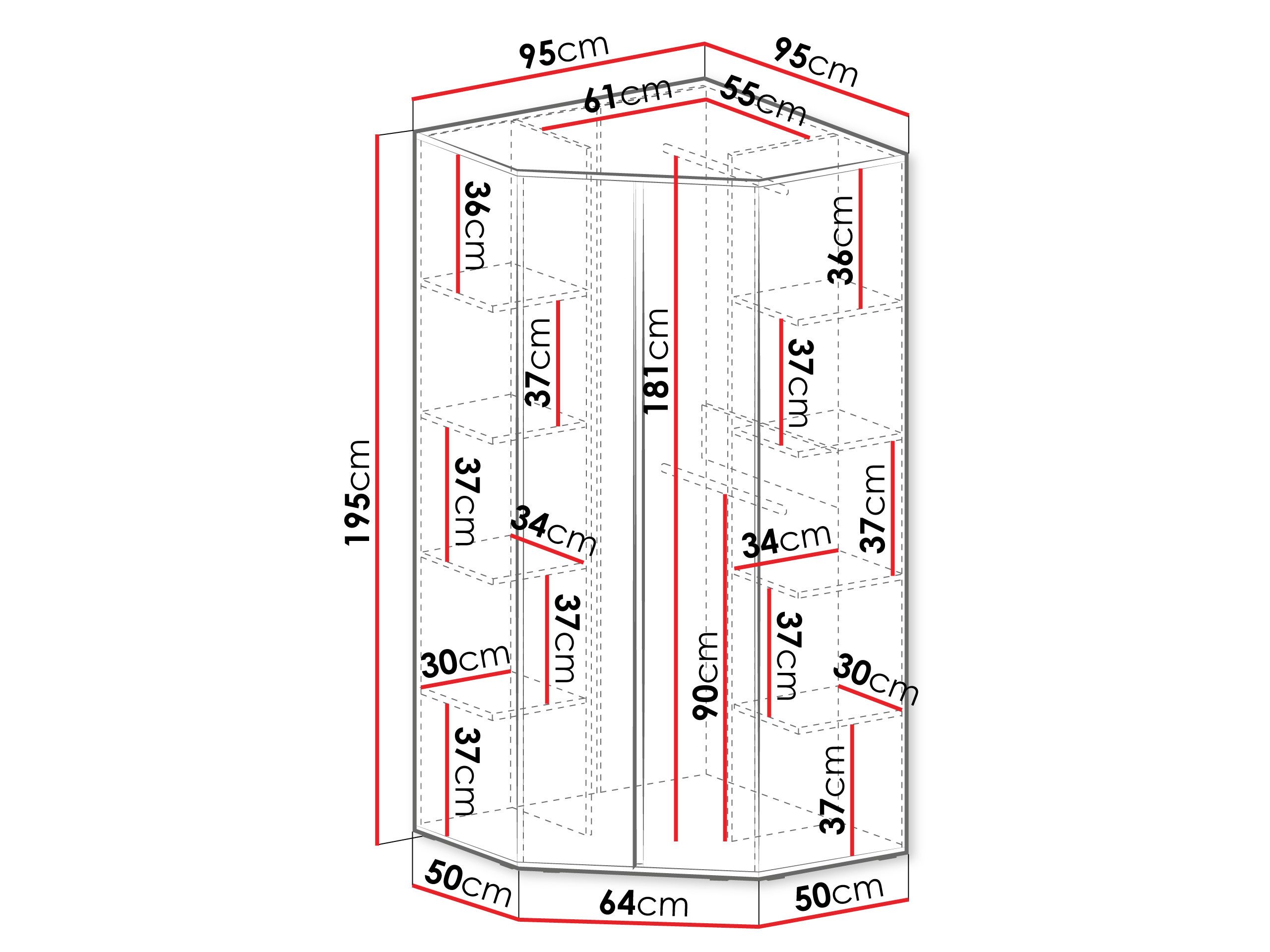 MIRJAN24 Kleiderschrank Luca LC02 (mit zwei Drehtüren) 95x95x195 cm, zwei Kleiderstangen