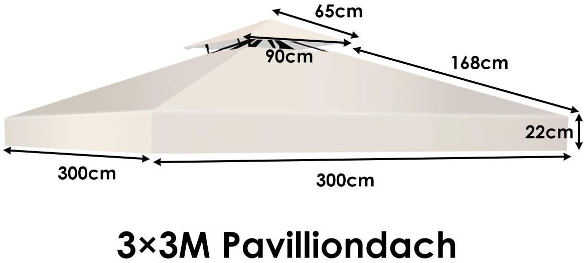 COSTWAY Pavillon-Schutzhülle Dachplane für Pavillon beige