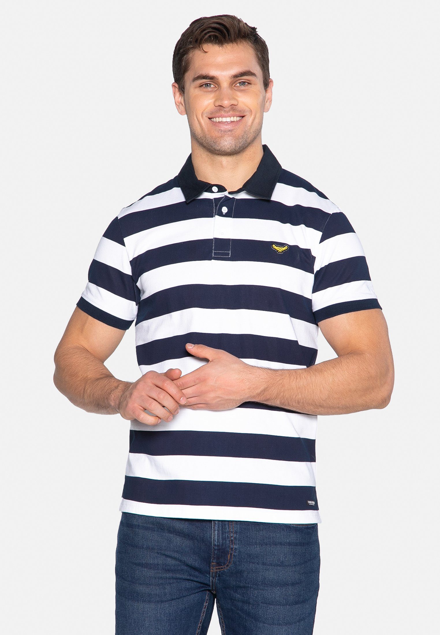 Threadbare Poloshirt Rugby Stripe Off White