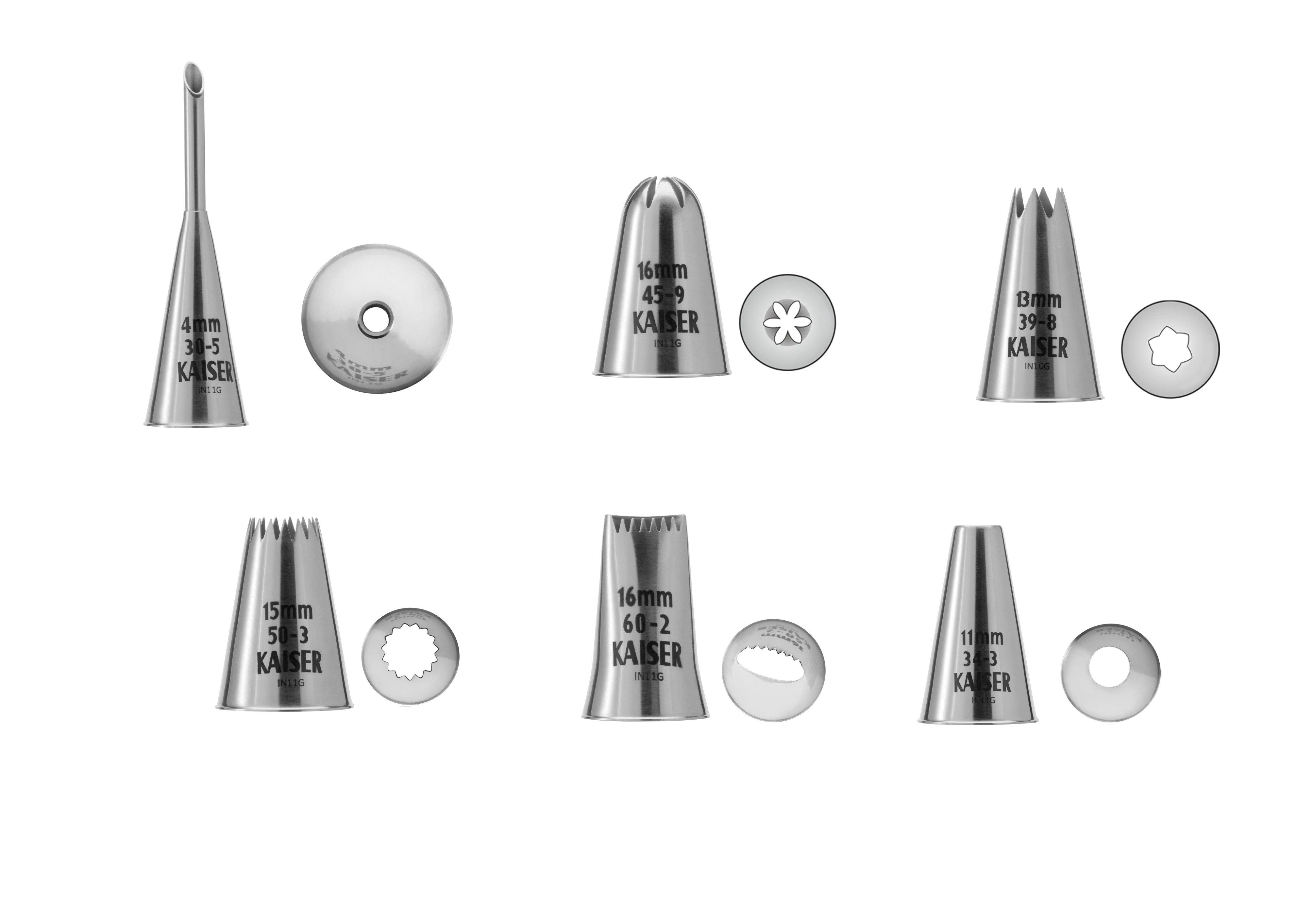 Kaiser Backformen Spritzbeutel Spritzbeutel-XL Set inkl. Fülltülle 4 mm, 8-TLG, rostfreier Edelstahl wiederverwendbar, ideal zum garnieren und füllen von Gebäck