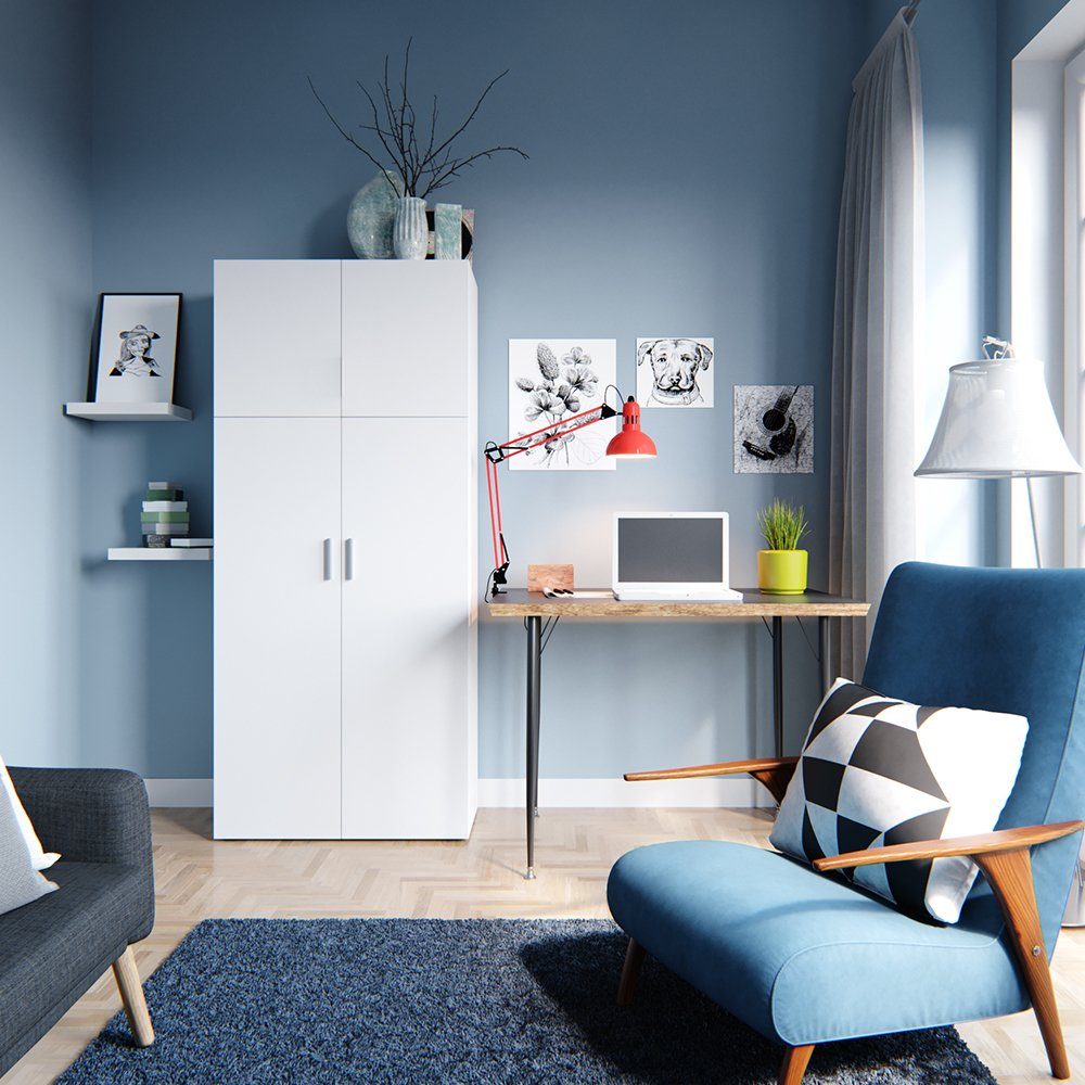 Vicco Aktenschrank Frank, Weiß/Weiß, 80 x 182.4 cm günstig online kaufen