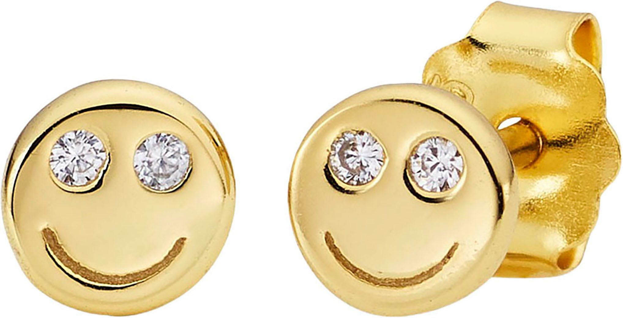 KANGAROOS Paar Ohrstecker Schmuck Geschenk Silber 925 Ohrschmuck Ohrringe Smiley, K0052E/90/03 mit Zirkonia (synth) mehr