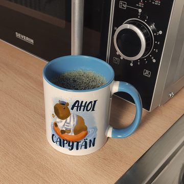 speecheese Tasse Ahoi Capytän Capybara Kaffeebecher in hellblau
